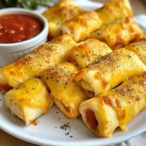 To make Cheesy Pepperoni Pizza Roll-Ups, you will need: - 1 package of pizza dough (store-bought or homemade) - 1 cup shredded mozzarella cheese - 1 cup sliced pepperoni - 1/2 cup marinara sauce (for dipping) - 1 teaspoon garlic powder - 1 teaspoon Italian seasoning - 1 tablespoon olive oil - Cornmeal (for dusting) If you have dietary needs, here are some swaps: - Use gluten-free pizza dough for gluten-free options. - Opt for dairy-free cheese if you're lactose intolerant. - Try turkey or chicken pepperoni as a leaner choice. - Substitute marinara sauce with a vegan option or pesto. For the best results, consider these brands: - Pizza Dough: Pillsbury for easy, ready-made dough. - Mozzarella Cheese: Whole Foods or Sargento for high-quality cheese. - Pepperoni: Hormel or Applegate for tasty, reliable pepperoni. - Marinara Sauce: Rao’s for rich flavor without added sugars. Feel free to mix and match based on what you love! {{ingredient_image_2}} 1. Preheat your oven to 400°F (200°C). This helps cook the roll-ups just right. 2. Lightly flour your work surface. Roll out the pizza dough to a rectangle, about ¼ inch thick. 3. Brush olive oil on the dough. Sprinkle garlic powder and Italian seasoning evenly for added flavor. 4. Lay out the sliced pepperoni on the dough. Leave a small border at the edges. 5. Evenly spread the mozzarella cheese over the pepperoni. This makes the roll-ups cheesy and delicious. 6. Roll the dough tightly from one long side into a log shape. Pinch the edges to seal the filling. 7. Cut the log into 1 to 1.5-inch sections. This size is great for tasty bites. 8. Place the cut roll-ups on a parchment-lined baking sheet. Leave space between each roll-up for cooking. 9. Bake for 15-20 minutes. Look for a golden brown color and bubbling cheese. 10. Let them cool slightly on the baking sheet before serving. Enjoy them warm with marinara sauce for dipping. - Use a clean, floured surface to prevent sticking. This helps you roll easily. - Roll tightly but gently to keep the filling inside. Too loose can lead to spills. - When cutting, use a sharp knife for clean edges. This keeps each roll-up neat. - Ensure your oven is preheated fully before placing the roll-ups inside. This helps them cook evenly. - Check the roll-ups at 15 minutes. If they are not golden brown, bake for a few more minutes. - Let them cool for just a bit after baking. This keeps the cheese from being too hot to enjoy. To get the best flavor in your Cheesy Pepperoni Pizza Roll-Ups, use fresh ingredients. Fresh mozzarella melts better than pre-shredded cheese. For the pepperoni, choose a brand that you love. Sprinkle garlic powder and Italian seasoning evenly for a burst of taste. An extra drizzle of olive oil on top before baking adds richness. One common mistake is not sealing the edges well. If you don't pinch the dough tightly, the filling will leak out. Another mistake is rolling the dough too loosely. This can make the roll-ups fall apart. Ensure you cut the pieces evenly for consistent cooking. Don't crowd the baking sheet; give them space to rise. Having the right tools makes cooking easier. Here are some that I find helpful: - A rolling pin for even dough thickness - A sharp knife for clean cuts - A baking sheet lined with parchment paper for easy cleanup - A pastry brush for oil and seasoning application - Measuring cups for precise ingredient amounts These tools can speed up your prep time and help you create perfect roll-ups every time! Pro Tips Use a Pizza Stone: For a crispier bottom crust, preheat a pizza stone in the oven before placing the roll-ups on it. This will help achieve that perfect, golden-brown finish. Experiment with Fillings: Feel free to customize your roll-ups by adding other ingredients like bell peppers, onions, or different types of cheese for a unique flavor twist. Keep Them Warm: If you're serving these for a gathering, keep the roll-ups warm in a low oven (around 200°F) until you're ready to serve, ensuring they stay gooey and delicious. Perfect Dipping Sauce: Mix the marinara sauce with a bit of crushed red pepper or Italian herbs for an added kick that will elevate your dipping experience. {{image_4}} You can have fun by mixing meats in your pizza roll-ups. Use spicy sausage or ham along with pepperoni. For a meat lover’s delight, try adding salami or bacon bits. It gives a new taste with each bite. Cheese is just as fun to mix. Besides mozzarella, use cheddar for a sharper flavor. You can also try provolone or even a cream cheese blend for a richer texture. Vegetarians can enjoy these roll-ups too. Substitute pepperoni with veggies like bell peppers, mushrooms, or spinach. You can also use olives or artichokes for more flavor. For cheese, try feta or goat cheese to add a tangy twist. Don't forget to season well. Adding herbs like basil or oregano can make these roll-ups taste amazing! Dipping sauces can change the game for your roll-ups. Besides marinara, try ranch dressing or garlic butter for a rich flavor. You can even make a zesty buffalo sauce for a spicy kick. For a sweet twist, barbecue sauce can work well too. Experiment with different sauces to find your favorite pairings. Each sauce can add a new layer of fun to your snack! To keep your leftover roll-ups fresh, let them cool completely. Place them in an airtight container. You can also wrap each roll-up in plastic wrap. Store the container in the fridge for up to three days. This keeps the cheesy goodness intact while preventing them from drying out. When you want to eat your leftover roll-ups, preheat your oven to 350°F (175°C). Place the roll-ups on a baking sheet. Heat them for about 10 to 15 minutes. This method keeps them crisp outside and warm inside. If you're short on time, you can use the microwave. Just heat them for 30 seconds to 1 minute. But remember, the oven gives better results! You can freeze roll-ups for later use, too! After cooling, wrap each one in plastic wrap. Place the wrapped roll-ups in a freezer bag. They can last for up to two months in the freezer. When you want to eat them, thaw in the fridge overnight. Then, reheat in the oven as described. This way, you’ll have a tasty snack ready whenever you need it! Yes, you can use homemade pizza dough. It can make your roll-ups taste even better. Just make sure it is rolled out to about ¼ inch thick. This thickness helps the dough cook evenly. If you make your own dough, let it rise before rolling. This will give your roll-ups a nice, fluffy texture. To add some heat, you can use spicy pepperoni. You can also sprinkle red pepper flakes on top before baking. For extra kick, add some sliced jalapeños or a layer of hot sauce. Just remember to balance the spice with cheese or a creamy dip to cool it down a bit. These roll-ups are great with marinara sauce for dipping. You can also serve them with ranch dressing or garlic butter for added flavor. A fresh salad or veggies on the side can make a nice balance to the meal. These pair well with a cold drink like soda or lemonade for a fun snack time! This article covered everything you need for perfect pizza roll-ups. We looked at ingredients, with lists and alternatives for different diets. You learned step-by-step cooking tips to create golden, delicious roll-ups. We shared tricks to boost flavor and avoid common mistakes. Variations allow you to mix it up with different meats or make it vegetarian. Finally, I gave storage tips to keep leftovers fresh. Enjoy your cooking and get creative with your roll-ups!