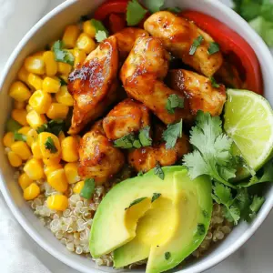 You need just a few key items for the chicken. Here&rsquo;s what to gather: - 2 chicken breasts, diced - 2 tablespoons honey - 1 tablespoon chipotle pepper in adobo sauce, minced - 1 tablespoon olive oil - 1 teaspoon garlic powder - 1 teaspoon cumin - Salt and pepper to taste Mix the honey, chipotle, olive oil, garlic powder, cumin, salt, and pepper in a bowl. This marinade gives the chicken a sweet and spicy kick. For the base, you can choose between quinoa or brown rice. Here&rsquo;s what you need: - 1 cup quinoa or brown rice - 2 cups vegetable or chicken broth Rinse the grains under cold water. Cook them in the broth for great flavor. This adds a nice texture and fills you up. To make your bowls colorful and tasty, use these toppings: - 1 cup corn, canned or frozen - 1 red bell pepper, diced - 1 avocado, sliced - Fresh cilantro, chopped (for garnish) - Lime wedges (for serving) These toppings add freshness and crunch. The lime juice gives a zesty finish to your bowl. {{ingredient_image_1}} To start, grab a medium bowl. In this bowl, mix two tablespoons of honey with one tablespoon of minced chipotle pepper. Add one tablespoon of olive oil, one teaspoon of garlic powder, one teaspoon of cumin, and some salt and pepper. Stir well until everything blends. Now, add the diced chicken breasts. Toss to coat the chicken evenly. The longer you let it marinate, the better the flavor will be. A good time is at least 30 minutes, but you can go up to two hours if you want more taste. Next, you need to cook your grains. You can use either quinoa or brown rice. Start by rinsing one cup of your chosen grain under cold water. Then, combine it with two cups of vegetable or chicken broth in a pot. Bring this to a boil, then lower the heat to a simmer. Cover the pot and let it cook for about 15 to 20 minutes. This time allows the grains to absorb the broth and become tender. When they finish, fluff them with a fork for that perfect texture. Now, it&rsquo;s time to cook the marinated chicken. Heat a skillet on medium-high heat. Add the chicken from the bowl, but be sure to discard any leftover marinade. Cook the chicken for about six to eight minutes, stirring every so often. You want to see a nice char on the chicken. In the last few minutes, add diced red bell pepper and corn to the skillet. Stir these in to combine and heat through. They bring a nice crunch and flavor to your bowls. To get the best flavor, marinate the chicken for at least 30 minutes. If you have more time, try to marinate for up to 2 hours. This helps the chicken absorb the honey and chipotle taste. You will notice a big difference in flavor. Heat your skillet to medium-high before adding the marinated chicken. This step helps achieve that nice char and keeps the chicken juicy. Cook the chicken for about 6-8 minutes, stirring often. Make sure the chicken pieces are in a single layer for even cooking. If they touch, they won&rsquo;t char well. To boost flavor, add lime juice right before serving. The fresh acidity brightens the dish. You can also sprinkle extra cilantro on top for a fresh taste. If you want more heat, toss in some red pepper flakes or extra chipotle. These small tweaks can take your Honey Chipotle Chicken Bowls to the next level. Pro Tips Marinate for Maximum Flavor: Allow the chicken to marinate for at least 2 hours, or overnight if possible, to enhance the depth of flavor. Perfectly Cooked Grains: Always rinse quinoa or rice before cooking to remove any bitterness, ensuring a clean taste. Add a Crunch: Consider topping the bowls with toasted nuts or seeds for an added texture that complements the meal. Experiment with Veggies: Feel free to mix in other vegetables like zucchini or black beans to add more nutrients and flavors to your bowls. {{image_2}} For a tasty vegetarian twist, swap the chicken for hearty veggies. Use diced tofu or tempeh for protein. You can also add black beans or chickpeas for a filling meal. Marinate the tofu in the same honey chipotle mix for great flavor. Cook the veggies until tender, and enjoy a colorful bowl. Do you like heat? You can boost the spice in your honey chipotle chicken bowls. Add more chipotle pepper or include fresh jalape&ntilde;os. If you want a milder dish, use less chipotle or skip it altogether. You can also add a pinch of smoked paprika for a smoky taste without the heat. While quinoa or brown rice works great, other grains can add variety. Try farro or barley for a nutty flavor. Cauliflower rice is a low-carb option that pairs well with this dish. Cooking times may differ, so check each grain&rsquo;s package for best results. Each choice brings a new taste to your honey chipotle chicken bowls! To keep your Honey Chipotle Chicken Bowls fresh, place leftovers in an airtight container. Let the food cool to room temperature before sealing the container. Store in the fridge for up to three days. This way, the flavors stay great, and the chicken remains juicy. When you're ready to enjoy your leftovers, reheat them gently. You can use the microwave or a skillet. If using the microwave, cover the bowl to keep moisture in. Heat in short bursts, around one to two minutes. Stir in between to warm evenly. If using a skillet, add a splash of water to keep the chicken moist. Heat on medium-low until warmed through. You can freeze these bowls for later meals. First, cool the chicken and grains completely. Then, portion them into freezer-safe bags or containers. Remove as much air as possible before sealing. You can freeze them for up to three months. When you're ready to eat, thaw in the fridge overnight and reheat as mentioned above. Enjoy a quick meal that still tastes fresh! Yes, you can! Try using shrimp, pork, or tofu instead of chicken. Each protein adds its own unique taste. For shrimp, cook until they turn pink. If using pork, make sure it reaches 145&deg;F for safety. Tofu is great for a vegan option. Just press it to remove extra water and marinate like the chicken. To add more heat, use extra chipotle pepper in adobo sauce. You can also add cayenne pepper or red pepper flakes. If you love heat, try fresh jalape&ntilde;os or serrano peppers. For a smoky flavor, add smoked paprika. Remember, start small and taste as you go. These bowls pair well with a fresh green salad or grilled veggies. You can also serve them with tortilla chips and salsa for crunch. A dollop of sour cream or Greek yogurt adds creaminess. For a drink, iced tea or a light beer works nicely. In this blog post, we explored how to make delicious Honey Chipotle Chicken Bowls. We covered ingredients like marinated chicken, grain bases, and tasty toppings. I shared steps for perfect marination, cooking the grains, and preparing the dish. Plus, I offered tips for flavor and cooking and shared variations for vegetarians. Remember, simple ingredients and steps can lead to great meals. Enjoy your cooking journey and make these bowls your own!