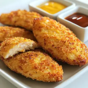 - 1 pound chicken breast tenders - 1 cup buttermilk - 1 cup panko breadcrumbs - &frac12; cup all-purpose flour - 1 teaspoon garlic powder - 1 teaspoon onion powder - 1 teaspoon paprika - &frac12; teaspoon salt - &frac12; teaspoon black pepper - &frac14; teaspoon cayenne pepper (optional) - Cooking spray or olive oil Gathering the right ingredients makes a big difference. I use chicken breast tenders for their tender and juicy texture. Buttermilk is key; it adds flavor and keeps the chicken moist. Panko breadcrumbs give you that perfect crunch. The flour mixture is simple but essential. It includes garlic powder, onion powder, and paprika, which add depth to each bite. Don&rsquo;t skip the salt and pepper; they enhance all the flavors. If you like a little heat, add cayenne pepper. Finally, cooking spray or olive oil helps achieve that golden brown finish. It&rsquo;s all about balance. Each element plays a role in making these tenders crispy and delicious. {{ingredient_image_1}} Marinating chicken in buttermilk is key. It makes the chicken tender and adds flavor. I recommend marinating for at least 30 minutes. You can even marinate for up to 2 hours for richer taste. First, preheat your oven to 400&deg;F (200&deg;C). This high heat helps the tenders crisp up nicely. Next, line a baking sheet with parchment paper. In one shallow dish, mix the flour, garlic powder, onion powder, paprika, salt, black pepper, and cayenne pepper. In a second dish, pour the breadcrumbs. This setup makes coating easy. Remove the chicken tenders from the buttermilk. Let the excess drip off. Start by dipping each tender into the flour mixture. Make sure it gets a good coating. Shake off any extra flour. Next, dip it into the breadcrumbs. Press gently to ensure an even coat. This step is crucial for that crispy texture. Place the coated tenders on your prepared baking sheet. Lightly spray or drizzle with cooking spray or olive oil. This helps them brown and crisp in the oven. Bake for about 15-20 minutes. Flip the tenders halfway through for even cooking. They are done when golden brown and reach 165&deg;F (74&deg;C). Once you take the tenders out, let them rest for a few minutes. This helps keep them juicy. Serve them with your favorite dipping sauces. Honey mustard, barbecue, or ranch are great choices! To make these chicken tenders super crispy, panko breadcrumbs are key. They are light and airy, making a great crunch. When you coat the chicken, press the panko firmly so it sticks well. This helps create a thick, crispy layer. Using cooking spray or oil is also important. A light spray or drizzle on the coated tenders helps them crisp up in the oven. It creates a nice golden color and a crunchy texture. Just don&rsquo;t soak them; a small amount goes a long way. If you don&rsquo;t have buttermilk, you can use plain yogurt or milk mixed with a bit of vinegar. This will still help keep the chicken tender and flavorful. If you&rsquo;re short on time, marinate for at least 30 minutes. Even a quick soak helps the chicken absorb flavor. You can also skip marination entirely, but the taste may not be as rich. When baking multiple batches, keep your oven at the same temperature. This ensures all the tenders cook evenly. Place the first batch on a wire rack to keep them crisp while the next batch cooks. To reheat, use the oven rather than the microwave. This will help maintain the crispy texture. Heat them at 375&deg;F (190&deg;C) for about 10 minutes. This keeps them warm and crunchy, just like when you first made them. Pro Tips Marinate for Flavor: Allowing the chicken to marinate in buttermilk for at least 30 minutes enhances its flavor and tenderness, making it juicier after baking. Panko for Extra Crunch: Using panko breadcrumbs instead of regular ones will give your chicken tenders a delightful crunch that's hard to resist! Don&rsquo;t Overcrowd the Pan: Make sure to leave space between the chicken tenders on the baking sheet. This ensures they cook evenly and get crispy all around. Check for Doneness: Always use a meat thermometer to check the internal temperature of the chicken. It should reach 165&deg;F (74&deg;C) for safe consumption. {{image_2}} You can spice things up by adding more flavor. Mix different spices into the flour. Try adding: - 1 teaspoon cumin - 1 teaspoon chili powder - &frac12; teaspoon dried oregano These spices create a unique taste that makes the chicken tenders stand out. You can adjust the spice levels to suit your taste. If you need a gluten-free option, you can swap the flour and breadcrumbs. Use: - &frac12; cup almond flour or rice flour - 1 cup gluten-free breadcrumbs These substitutes maintain the crispy texture while being safe for those with gluten allergies. To make the chicken tenders milder for kids, skip the hot spices. Use: - 1 teaspoon Italian seasoning instead of paprika - A pinch of salt instead of cayenne pepper This keeps the flavor nice and friendly for younger taste buds. Kids will love them! To keep your crispy chicken tenders fresh, put them in an airtight container. Store them in the fridge. They stay good for about 3 to 4 days. Make sure they cool down before sealing. This helps prevent moisture build-up, which can make them soggy. Freezing chicken tenders is easy and smart. First, let them cool completely. Then, place them in a freezer-safe bag or container. Squeeze out as much air as you can. This helps avoid freezer burn. You can freeze them for up to 3 months. To reheat, follow safe methods to keep them crispy. Reheating can make or break the dish. For the oven, preheat it to 375&deg;F (190&deg;C). Place the tenders on a baking sheet and heat for about 10-15 minutes. This keeps them crisp. If using a microwave, heat them in short bursts. Check often to avoid rubbery chicken. Aim for even heating without losing that golden crunch. Yes, you can use chicken breast. Just cut it into strips. This way, you get a similar shape. The flavor and texture will be great. Just remember to adjust the cooking time if your strips are thicker. You should marinate the chicken for at least 30 minutes. For best results, aim for 2 hours. This helps the chicken absorb the buttermilk. It makes the chicken tender and juicy. Yes, you can bake at a lower temperature. Just make sure to increase the cooking time. If you bake at 375&deg;F (190&deg;C), check the tenders at 25 minutes. Always ensure they reach 165&deg;F (74&deg;C) inside. Some popular dipping sauces include honey mustard, barbecue sauce, and ranch. You can also try spicy mayo or sweet chili sauce. Each dip adds a different flavor that enhances the tenders. Use a meat thermometer to check the temperature. The chicken should be at least 165&deg;F (74&deg;C) inside. The tenders should also look golden brown. If they are still pink, they need more time in the oven. In this post, I covered how to make delicious chicken tenders. We explored the key ingredients, like buttermilk and panko breadcrumbs, and the step-by-step marinating and baking process. I shared tips for making them extra crispy and options for variations, like spicing them up or adapting for kids. You now have all the tools to create tasty chicken tenders at home. Enjoy making them your own!