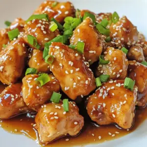 - 1 lb (450g) chicken breast, cut into bite-sized pieces - 1/4 cup honey - 1/4 cup soy sauce (low sodium) These main ingredients make the dish shine. Chicken breast gives you juicy bites. Honey adds sweetness and a lovely glaze. Soy sauce brings depth and saltiness that balances the honey. - 3 cloves garlic, minced - 1 tablespoon grated fresh ginger - 1/4 teaspoon black pepper Garlic gives a robust flavor. Fresh ginger adds a warm spice. Black pepper rounds out the taste with its subtle heat. Together, these flavorings create a delicious base. - 1/4 teaspoon sesame seeds (for garnish) - 2 green onions, chopped (for garnish) Garnishes are key for presentation. Sesame seeds add crunch and visual appeal. Green onions bring a fresh taste and vibrant color to your dish. {{ingredient_image_1}} First, you will make the marinade. In a medium bowl, whisk together the following ingredients: - 1/4 cup honey - 1/4 cup soy sauce (low sodium) - 3 cloves garlic, minced - 1 tablespoon grated fresh ginger - 1 tablespoon cornstarch - 1/4 teaspoon black pepper Whisk until smooth. The cornstarch helps thicken the sauce later. Next, place the chicken pieces in a resealable bag or a bowl. Pour the marinade over the chicken. Make sure all pieces are coated well. Seal the bag or cover the bowl. Refrigerate for at least 30 minutes. For the best taste, marinate for up to 2 hours. Now, heat 2 tablespoons of vegetable oil in a large skillet over medium-high heat. Once the oil is hot, add the marinated chicken pieces to the pan. Remember to save the marinade for later. Cook the chicken for about 5 to 7 minutes. Turn the chicken pieces occasionally. They should be golden brown and fully cooked. After the chicken is cooked, pour the reserved marinade into the skillet. Bring it to a simmer over medium heat. Allow the sauce to bubble for about 3 to 5 minutes. This simmering helps the sauce thicken and become sticky. Once done, the sauce should coat the chicken beautifully. Remove the skillet from heat and let the chicken cool for one minute before serving. To get that perfect sticky glaze, use cornstarch. Cornstarch helps thicken the sauce. This gives it a rich and glossy finish. Add the cornstarch when you mix the marinade. This step is key for that sticky texture you want. Adjust your cooking time too. If your heat is too high, the sauce may burn. Cook it slowly to let the glaze develop nicely. Marinating is important for flavor. I suggest marinating for at least 30 minutes. For even better taste, let it sit for up to 2 hours. This allows the chicken to soak up all the yummy flavors. Use a resealable plastic bag for easy mixing. You can also use a bowl with a lid. Just make sure all the chicken gets coated well. For a nice presentation, serve the chicken on a big platter. Drizzle any extra sauce over the top. Garnish with sesame seeds and chopped green onions. This adds color and crunch. Pair the chicken with steamed rice or a fresh salad. These sides balance the meal and make it more filling. Pro Tips Perfect Marinade Time: Allow the chicken to marinate for at least 2 hours to enhance the flavor; overnight is even better! Thickening the Sauce: If you prefer a thicker sauce, add a little more cornstarch mixed with water to the simmering marinade until you reach your desired consistency. Cooking Temperature: Ensure your skillet is hot enough before adding the chicken; this will help achieve a nice golden crust. Serving Suggestions: These chicken bites pair well with steamed jasmine rice or a fresh green salad for a balanced meal. {{image_2}} You can change the sweetener if you want. Maple syrup or agave can work instead of honey. Both add a nice flavor. For proteins, you do not have to use chicken. You can swap it for tofu, pork, or even beef. Each option gives a new taste to the dish. Want some heat? Add chili flakes or sriracha to your sauce. This spice will give your chicken a kick. If you like citrus, try adding orange juice or lime juice. This will add brightness to the flavor. Both adjustments make the dish exciting and fun. You can make these chicken bites for meal prep. Just cook a big batch and store the extras. Use airtight containers to keep them fresh. If you want to freeze leftovers, place them in freezer bags. Be sure to remove air from the bags. When you are ready to eat, thaw them in the fridge overnight. Reheat them in a skillet for the best texture. Leftover Honey Garlic Sticky Chicken Bites last for up to three days in the fridge. To keep them fresh, place the chicken in an airtight container. Make sure the lid is on tight. This helps prevent air from drying out the chicken or altering its flavor. You can freeze these chicken bites for up to three months. First, allow the chicken to cool completely. Then, put them in a freezer-safe bag. Try to remove as much air as you can before sealing. This helps avoid freezer burn. When you're ready to eat, thaw the chicken bites in the fridge overnight. This keeps them juicy and tasty. To reheat, use a skillet over medium heat. Add a splash of water to keep the chicken moist. Cover the skillet with a lid. This helps steam the chicken and makes it sticky again. Heat for about 5-7 minutes or until warmed through. Avoid using a microwave, as it can dry out the chicken. Enjoy your tasty bites just like they were fresh! I recommend marinating the chicken for at least 30 minutes. For the best flavor, aim for 2 hours. This allows the chicken to soak up all the tasty honey and garlic. You can use a resealable bag or a bowl. Just make sure to coat every piece well with the marinade. Yes, you can make Honey Garlic Sticky Chicken Bites ahead of time. You can marinate the chicken the night before and store it in the fridge. When you're ready to cook, just heat the oil and follow the steps. If you have leftovers, you can reheat them in a skillet for a few minutes. This keeps them warm and sticky. These chicken bites pair well with many sides. Steamed rice is a classic choice. It soaks up the sticky sauce nicely. You can also serve them with a fresh salad or roasted veggies. For a fun twist, try them with egg noodles tossed in sesame oil. This blog focused on making honey garlic sticky chicken bites. We covered key ingredients like chicken, honey, and soy sauce. I shared steps for marinating and cooking. Tips for a sticky glaze and serving ideas improve results. Variations allow you to personalize flavors and proteins. Storing tips help keep your dish fresh. Try these methods to create a tasty meal for any occasion. Enjoy discovering your favorites in this recipe!