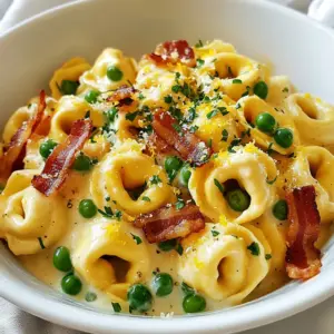 To make the best Minute Tortellini Carbonara, you will need: - 15 oz package of refrigerated tortellini (cheese or spinach-filled) - 2 large eggs - 1 cup grated Parmesan cheese - 5 strips of turkey bacon or plant-based bacon, chopped - 2 cloves garlic, minced - 1 cup frozen peas (thawed) - Salt and pepper to taste - Zest of 1 lemon These ingredients create a rich and creamy dish. The tortellini is the star. Use your favorite filling for the best flavor. You can enhance the carbonara with these optional ingredients: - Fresh herbs, like basil or thyme - Red pepper flakes for heat - A splash of white wine for depth These ingredients add layers to the dish. They can make your meal unique and tasty. To make your dish look great, consider these garnishes: - Fresh parsley, chopped - Extra grated Parmesan cheese - Lemon wedges on the side Garnishes not only boost presentation but also add fresh flavors. A little color goes a long way in making your meal inviting. {{ingredient_image_1}} To start, fill a large pot with water. Add a good amount of salt to it. Bring the water to a boil. Once boiling, add the tortellini. Cook the tortellini according to the package directions, usually about 3 to 5 minutes. They should be al dente, soft but still firm. Save 1 cup of the pasta water for later. Drain the tortellini and set them aside. While the tortellini cooks, grab a large skillet. Set it over medium heat. Add the chopped turkey bacon to the skillet. Cook it until crispy, which takes about 5 to 7 minutes. The bacon adds a nice flavor and crunch. Once it’s crispy, add the minced garlic. Stir it for about 30 seconds to release its aroma. Next, add the thawed peas and cook for another 2 minutes. This will bring a touch of sweetness to the dish. In a medium bowl, whisk together the eggs and grated Parmesan cheese. Mix them until they are well blended. Slowly add a few tablespoons of the warm pasta water to the egg mixture. This step helps to temper the eggs, making them creamy. Stir continuously to avoid scrambling. Now, add the drained tortellini to the skillet with the bacon and garlic. Remove the skillet from heat. Quickly pour the egg and cheese mixture over the tortellini. Toss everything gently to coat the pasta. The heat from the tortellini will cook the eggs and create a creamy sauce. If the sauce seems too thick, add more reserved pasta water until you reach the right consistency. Season with salt, pepper, and lemon zest for bright flavor. Toss again until all is well mixed. To avoid scrambled eggs in your carbonara, you must temper the eggs. After whisking the eggs and Parmesan cheese, slowly add hot pasta water. This warms the eggs without cooking them too fast. Stir constantly while adding the water. This step keeps the eggs creamy and smooth. The heat from the pasta will finish cooking them gently. For the best creamy texture, use plenty of reserved pasta water. This starchy water helps bind the sauce. Start with a few tablespoons, then add more as needed. Toss the tortellini gently to coat them evenly. If the sauce seems too thick, add more pasta water. The goal is a silky and rich sauce that clings to the tortellini. You can swap ingredients easily if you don't have them. Use bacon bits or pancetta instead of turkey bacon. For a vegetarian option, skip the meat and add sautéed mushrooms. Frozen peas can be replaced with chopped spinach or broccoli. If you're out of Parmesan, try Pecorino Romano for a sharper taste. These quick swaps keep the dish tasty and exciting. Pro Tips Use Fresh Ingredients: Always opt for fresh eggs and high-quality Parmesan cheese for the best flavor and creaminess in your carbonara. Control the Heat: Remove the skillet from heat before adding the egg mixture to prevent scrambling; the residual heat will cook the eggs just enough. Save Some Pasta Water: Reserve more pasta water than you think you’ll need; it’s key to adjusting the sauce's consistency to your liking. Experiment with Add-Ins: Feel free to add sautéed mushrooms, spinach, or sun-dried tomatoes for extra flavor and nutrition. {{image_2}} You can easily make a vegetarian version of tortellini carbonara. Instead of turkey bacon, use plant-based bacon. It gives the same smoky flavor without meat. You can also add mushrooms for a meaty texture. They add umami and pair well with cheese-filled tortellini. Don't forget to use vegetable broth instead of water when cooking the pasta for extra flavor. You can switch up the meat in this dish. Instead of turkey bacon, try pancetta or prosciutto. Both add rich, savory notes. If you prefer chicken, shredded rotisserie chicken works great too. Just add it after cooking the garlic and peas. This lets the chicken soak up the flavors. Adding veggies boosts the nutrition of your tortellini carbonara. Spinach is a great choice; it wilts nicely. You could also toss in some diced zucchini or bell peppers. These will add color and crunch. For a protein boost, consider adding chickpeas. They blend well with the creamy sauce and add fiber. Enjoy experimenting with flavors and textures! To keep your tortellini carbonara fresh, place it in an airtight container. Make sure it cools down before sealing. This helps prevent moisture buildup. Store it in the fridge for up to three days. If you plan to eat it later, label the container with the date. When reheating, use a skillet for best results. Add a splash of water or broth to keep it moist. Heat on low, stirring gently until warmed through. This way, the sauce stays creamy and luscious. Avoid using a microwave, as it can make the pasta tough. You can freeze tortellini carbonara, but note that the texture may change. First, let it cool completely. Then, portion it into freezer-safe bags or containers. Remove as much air as possible. It can last in the freezer for up to three months. When ready to eat, thaw overnight in the fridge. Reheat gently as mentioned before. Yes, you can use frozen tortellini. Just cook it a bit longer, about 5-7 minutes. Check the package for exact times. Frozen tortellini works well and tastes great in this recipe. It saves time if you have it on hand. Yes, you can make this recipe dairy-free. Replace the Parmesan cheese with a dairy-free alternative. Use plant-based cream to add creaminess. You can also skip the cheese altogether for a lighter dish. Just remember to adjust the seasoning to keep the flavor strong. To serve more people, simply double the ingredients. Use two packages of tortellini and adjust the eggs and cheese too. If you want to increase flavor, add more garlic and bacon. Make sure to have a big enough pot and skillet for cooking. Making Minute Tortellini Carbonara is simple and quick. We explored the main ingredients and optional flavors. You learned how to cook and mix each part for a creamy dish. I shared tips to avoid scrambled eggs and ways to keep it creamy. We covered fun variations for vegetarians and added nutrition. Lastly, I provided storage and reheating advice to enjoy leftovers. With this knowledge, you can create a tasty, customized meal that pleases everyone. Happy cooking!