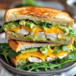 - 2 boneless, skinless chicken breasts - 1 ripe avocado, mashed - 4 slices of your favorite bread (sourdough or whole grain recommended) For the Chicken Avocado Melt Sandwich, the main ingredients are simple yet flavorful. The chicken breasts provide lean protein. The ripe avocado adds creaminess and healthy fats. Choosing the right bread makes a big difference. Sourdough or whole grain both offer great texture and taste. - 1 cup shredded cheddar cheese - 1/4 cup plain Greek yogurt - 1 tablespoon Dijon mustard These additional ingredients elevate the sandwich. Cheddar cheese melts beautifully, adding richness. Greek yogurt gives a tangy twist and creamy texture. Dijon mustard adds a hint of spice, making the spread more exciting. Together, these ingredients create a balanced flavor profile that everyone will love. {{ingredient_image_1}} First, season the chicken breasts. Use olive oil, garlic powder, salt, and pepper. This mix adds flavor. Heat a skillet over medium heat. Cook the chicken for about 6-7 minutes on each side. Check the internal temperature; it should reach 165&deg;F (75&deg;C). Let the chicken rest for a few minutes before slicing it thinly. This helps keep it juicy. Next, mash the ripe avocado in a bowl. Combine it with Greek yogurt and Dijon mustard. Mix well until smooth. Season the spread with a pinch of salt and pepper. Adjust to your taste. This creamy spread adds a rich flavor to the sandwich. Now, preheat a clean skillet or griddle over medium heat. Take four slices of bread. Spread a generous layer of the avocado mixture on one side of each slice. Layer the sliced chicken on top of the spread. Sprinkle shredded cheddar cheese over the chicken. Place another slice of bread on top, avocado side down. This creates your sandwich filling. Place the assembled sandwich in the skillet. Grill for about 3-4 minutes on each side. Press down gently with a spatula while grilling. This helps the bread toast and the cheese melt. Look for golden brown color and crispy edges. The perfect texture makes every bite enjoyable. Once done, take the sandwiches out of the skillet. Let them cool for a minute before cutting them in half. For a fresh touch, garnish with arugula or spinach. This adds color and crunch. Serve on a nice plate for a great presentation. Enjoy your Chicken Avocado Melt Sandwich! To make your chicken tender and tasty, marinate it. Mix olive oil, salt, pepper, and garlic powder. Let it sit for at least 30 minutes. This adds flavor and keeps the meat juicy. When cooking, use medium heat. Cook each side for 6-7 minutes. Check the internal temperature; it should reach 165&deg;F (75&deg;C). Let the chicken rest before slicing. This helps keep it moist. Choose a ripe avocado. It should feel soft when you press it. This makes your spread creamy. To enhance the flavor, mix in plain Greek yogurt and Dijon mustard. This adds a nice tang and creaminess. Season with salt and pepper to taste. For grilling, a non-stick skillet or griddle works best. Preheat it over medium heat. To prevent sticking, use a little olive oil in the pan. Grill the sandwich for 3-4 minutes on each side. Press it gently with a spatula. This helps the cheese melt and the bread crisp up. Enjoy your perfect Chicken Avocado Melt Sandwich! Pro Tips Perfectly Seasoned Chicken: Ensure the chicken breasts are well-seasoned with salt, pepper, and garlic powder before cooking for maximum flavor. Avocado Ripeness: Use a ripe avocado for the best creamy texture. If it&rsquo;s too firm, let it sit at room temperature for a day or two. Grilling Technique: Pressing down on the sandwich while grilling helps achieve a crispy exterior and perfectly melted cheese. Creative Variations: Feel free to add extra toppings like sliced tomatoes or pickled jalape&ntilde;os for an added flavor boost! {{image_2}} You can change up the cheese to give your Chicken Avocado Melt a new twist. Try using mozzarella for a stretchier texture or pepper jack for a spicy kick. If you want a plant-based option, use grilled tofu or chickpeas instead of chicken. This makes it vegan and packed with protein. Bread choice can change your sandwich's whole vibe. For a gluten-free option, use gluten-free bread. This way, everyone can enjoy it! Sourdough gives a nice tang, while whole grain adds a nutty flavor. Choose what you like best to make your meal special. To add more flavor, think about spices or herbs. A dash of cumin or a sprinkle of paprika can elevate the taste. Fresh herbs like basil or cilantro can add a bright note. You can also customize with toppings like sliced tomatoes or crispy bacon. These add texture and fun to your sandwich! To store your Chicken Avocado Melt Sandwich leftovers safely, wait for them to cool. Wrap them tightly in plastic wrap or place them in an airtight container. This keeps them fresh and prevents drying out. Your sandwich will stay good in the fridge for up to three days. After that, the quality may drop, and the avocado can turn brown. Always check for off smells or changes in texture before eating. For the best reheating results, use a skillet. Heat it over medium-low heat. Place the sandwich in the skillet and cover it with a lid. This helps the cheese melt and warms the sandwich evenly. Reheat for about 3-5 minutes on each side. This keeps the bread crispy and the filling warm. Avoid using the microwave, as it can make the bread soggy. Enjoy your delicious Chicken Avocado Melt Sandwich fresh and tasty! Yes, you can prep the Chicken Avocado Melt Sandwich ahead. Cook the chicken and store it in the fridge. You can also mash the avocado with Greek yogurt and Dijon mustard. Keep the spread in a sealed container. This helps save time when you are ready to eat. Just assemble the sandwich when you are hungry. This sandwich pairs well with many sides. Here are some great options: - Sweet potato fries - Mixed green salad - Coleslaw - Fresh fruit salad These sides add color and flavor to your meal. To spice up your Chicken Avocado Melt Sandwich, consider these options: - Add sliced jalape&ntilde;os to the sandwich. - Mix in some hot sauce with the avocado spread. - Use pepper jack cheese instead of cheddar. These tweaks add heat without changing the dish too much. This sandwich offers some healthy benefits. Here&rsquo;s a quick look at its nutrition: - Chicken breasts are lean and high in protein. - Avocado provides healthy fats and vitamins. - Greek yogurt adds protein with less fat than mayo. Overall, this sandwich packs flavor and nutrition. Enjoy it as a satisfying meal! This article covers how to make a tasty Chicken Avocado Melt Sandwich. First, we explored the key ingredients, like chicken, avocado, and cheese. Then, I provided step-by-step instructions for cooking. Next, I shared tips for perfecting your chicken and spread. We also talked about fun variations and best storage methods. Now you have everything to create your own version. Enjoy making this sandwich your own, and delight in each bite you take. Happy cooking!