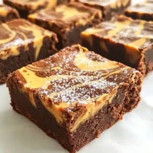 To make these rich peanut butter brownies, gather these simple items: - 1 cup unsweetened cocoa powder - 1 cup granulated sugar - 1/2 cup brown sugar, packed - 1/2 cup all-purpose flour - 1/2 teaspoon baking powder - 1/4 teaspoon salt - 1/2 cup unsalted butter, melted - 3 large eggs - 1 teaspoon vanilla extract - 1/2 cup peanut butter - 1/2 cup semi-sweet chocolate chips (optional) You can add chocolate chips for extra delight. These semi-sweet chocolate chips blend well with the brownie base. If you want more texture, consider adding nuts like walnuts or pecans. They give a nice crunch and pair great with chocolate. Not all ingredients are must-haves. If you&rsquo;re out of cocoa powder, use dark chocolate instead. Melt it and mix it into the batter. For a healthier twist, swap granulated sugar with coconut sugar. It adds a nice flavor. If you need a gluten-free option, use almond flour in place of all-purpose flour. And if you prefer a nut-free version, sunflower seed butter works well instead of peanut butter. {{ingredient_image_1}} First, you need to preheat your oven to 350&deg;F (175&deg;C). This step is key to getting those brownies nice and fluffy. While the oven warms up, grab an 8x8-inch baking dish. You can grease it or line it with parchment paper. Either way works well and makes it easy to lift out the brownies later. In a large bowl, mix these dry ingredients together: - 1 cup unsweetened cocoa powder - 1 cup granulated sugar - 1/2 cup brown sugar, packed - 1/2 cup all-purpose flour - 1/2 teaspoon baking powder - 1/4 teaspoon salt Stir until everything is well combined. Next, add in the wet ingredients: - 1/2 cup melted unsalted butter - 3 large eggs - 1 teaspoon vanilla extract Stir gently until just mixed. Be careful not to overmix. If you want, you can fold in 1/2 cup of semi-sweet chocolate chips at this point. Now, pour half of your brownie batter into the baking dish. Spread it evenly across the bottom. In a small microwave-safe bowl, heat 1/2 cup of peanut butter for 20-30 seconds. This makes it easier to spoon out. Drop spoonfuls of the warm peanut butter on top of the brownie layer. Then, pour the rest of the batter over the peanut butter. Use a knife or skewer to swirl the peanut butter into the brownie batter. This creates a beautiful marbled effect. Place the dish in the oven and bake for 25-30 minutes. Check for doneness by inserting a toothpick in the center. If it comes out with a few moist crumbs, they are ready. Do not overbake; you want them soft. Once they are done, let the brownies cool in the pan for about 10 minutes. After that, transfer them to a wire rack to cool completely. Enjoy your delicious creation! To get that rich, fudgy texture, follow these steps: - Use good cocoa powder. Quality matters for deep flavor. - Don&rsquo;t overmix your batter. Stir just until combined. - Bake at the right temperature. Use an oven thermometer if needed. - Check for doneness with a toothpick. Look for moist crumbs, not wet batter. These tips ensure your brownies are soft and chewy inside. Here are some common mistakes to watch out for: - Using cold eggs. Always use room temperature eggs for better mixing. - Overbaking. Watch closely during the last few minutes of baking. - Skipping the cooling time. Let the brownies cool before cutting, for neat slices. Avoiding these pitfalls helps you achieve perfect brownies every time. Add-ins can take your brownies to the next level. Here are some ideas: - Add chocolate chips for extra gooeyness. - Mix in crushed nuts for a crunchy texture. - Try a sprinkle of sea salt on top for contrast. These additions bring more depth and excitement to your brownies. Enjoy experimenting! Pro Tips Use Room Temperature Ingredients: Allow your eggs and butter to come to room temperature before mixing. This helps create a smoother batter and ensures even baking. Don&rsquo;t Overmix the Batter: Stir the ingredients until just combined. Overmixing can lead to dense brownies instead of the desired fudgy texture. Check for Doneness: Start checking the brownies a few minutes before the suggested baking time. They should be set around the edges but still slightly soft in the center. Let Them Cool: Allow the brownies to cool completely before cutting. This helps them firm up and makes for cleaner slices. {{image_2}} You can make your brownies even better by adding nuts or chocolate chips. Chopped walnuts or pecans add a nice crunch. You can mix in about 1/2 cup of nuts after you combine the wet and dry ingredients. If you love extra chocolate, add semi-sweet chocolate chips. They bring a rich taste that pairs well with peanut butter. Just fold them into the batter before pouring it into the pan. If you want gluten-free brownies, you can easily swap the flour. Use almond flour or a gluten-free blend. Make sure the blend has xanthan gum for the best texture. Replace the 1/2 cup of all-purpose flour with the gluten-free option. The rest of the recipe stays the same. This way, you can enjoy a tasty treat without gluten. To make these brownies vegan, you'll need to change a few ingredients. Use flax eggs instead of regular eggs. Mix 1 tablespoon of flaxseed meal with 3 tablespoons of water for each egg. Let it sit for a few minutes until it thickens. You can also use coconut oil instead of butter. Finally, choose a vegan chocolate chip for a fully plant-based treat. Your vegan brownies will still taste amazing! To keep your peanut butter brownies fresh, store them in an airtight container. Line the container with parchment paper to avoid sticking. Place a layer of wax paper between the brownies if stacking them. This method keeps them moist and flavorful. Store them at room temperature for up to four days. If you want to keep them longer, refrigeration is an option, but it may change the texture slightly. Freezing brownies is a great way to save leftovers. First, let the brownies cool completely. Then, cut them into squares. Wrap each piece in plastic wrap tightly. Next, place the wrapped brownies in a freezer-safe bag or container. Label the bag with the date. Brownies can be frozen for up to three months. When you&rsquo;re ready to enjoy them, simply thaw at room temperature for a few hours. To reheat brownies, preheat your oven to 350&deg;F (175&deg;C). Place the brownies on a baking sheet. Cover them with foil to prevent drying out. Heat for about 10 minutes. You can also use a microwave. Place a brownie on a microwave-safe plate. Heat for about 10-15 seconds. This keeps the brownie warm and gooey. Enjoy your rich and decadent treat! To check if your brownies are done, use a toothpick. Insert it into the center of the brownies. If it comes out with a few moist crumbs, they are ready. If it comes out clean, you may have overbaked them. Keep an eye on them after 25 minutes. The right bake will give you soft, fudgy brownies. Yes, you can use creamy peanut butter. It will mix easily into the batter and create a smooth texture. If you prefer, you can also mix half creamy and half crunchy peanut butter for a unique twist. Both options will still taste great. You can serve your brownies with many tasty options. A scoop of vanilla ice cream adds a cool touch. Whipped cream creates a light, fluffy contrast. You can also add fresh berries for a fruity kick. Try dusting brownies with powdered sugar for a nice finish. Each option pairs well with the rich flavor of the brownies. This blog post covered all you need to make amazing peanut butter brownies. You learned about the right ingredients, step-by-step baking instructions, and tips for perfect texture. Exploring variations helps you meet different tastes, too. Don't forget the best storage and reheating tips. Now you can bake with confidence! Enjoy your brownies and share them with others. Happy baking!
