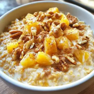 To make Maple Glazed Carrot Cake Oatmeal, you need a few simple items. Here&rsquo;s the list of ingredients you will use: - 1 cup rolled oats - 2 cups almond milk (or any milk of choice) - 1 medium carrot, grated - 1/4 cup crushed pineapple, drained - 1/2 teaspoon ground cinnamon - 1/4 teaspoon ground nutmeg - 1 tablespoon maple syrup (plus extra for drizzling) - 1/2 teaspoon vanilla extract - A pinch of salt - 1/4 cup chopped walnuts (optional) - 2 tablespoons raisins (optional) These ingredients come together to create a warm, sweet breakfast. The oats give a hearty base, while carrot and pineapple add natural sweetness. Cinnamon and nutmeg bring warmth. The maple syrup makes it feel like dessert! If you want, add walnuts for crunch and raisins for chewiness. {{ingredient_image_1}} - First, grab a medium saucepan and combine 1 cup of rolled oats with 2 cups of almond milk. - Next, add 1 medium grated carrot and 1/4 cup of drained crushed pineapple. - Now, mix in 1/2 teaspoon of ground cinnamon, 1/4 teaspoon of ground nutmeg, a pinch of salt, and 1 tablespoon of maple syrup. Don&rsquo;t forget the 1/2 teaspoon of vanilla extract for extra flavor! - Place the saucepan on medium heat. Bring the mixture to a gentle boil while stirring often. - Once it starts boiling, reduce the heat to low. Let it simmer for about 5 to 7 minutes. Stir frequently so it doesn&rsquo;t stick. Keep an eye on the consistency. If it&rsquo;s too thick, add a splash more almond milk. - After cooking, remove the saucepan from the heat. You can stir in optional 1/4 cup chopped walnuts and 2 tablespoons of raisins if you like. - Serve the oatmeal hot in bowls. Drizzle some extra maple syrup on top for sweetness. - For a lovely touch, sprinkle a few more walnuts on top. Enjoy your delightful breakfast! - Adjusting for creaminess: To achieve a creamy texture, cook the oats longer. Stir often to blend the ingredients well. If you want it even creamier, add more milk during cooking. - Choosing the right milk: Almond milk works great, but feel free to use any milk you like. Coconut milk gives a rich flavor. Whole milk adds creaminess, while oat milk is a good choice for a smooth finish. - Experimenting with spices: Besides cinnamon and nutmeg, try adding ginger for warmth. Cardamom can also add a unique twist. A pinch of allspice brings complexity to the flavor. - Adding natural sweeteners: Maple syrup is delightful, but you can also use honey or agave. For a fruity touch, try mashed banana or applesauce. This adds sweetness and flavor without much fuss. - Bowl styling: Choose a colorful bowl to make your dish pop. Layer the oatmeal high for a visually appealing look. You can also create a swirl of maple syrup on top for an extra touch. - Toppings for added flavor: Top with chopped walnuts for crunch. Raisins add sweetness and texture. Fresh fruit, like berries or banana slices, can brighten the dish. A sprinkle of coconut flakes adds a fun flavor. Pro Tips Use Fresh Carrots: For the best flavor and texture, use freshly grated carrots instead of pre-packaged ones. Customize Your Sweetness: Adjust the amount of maple syrup based on your preference for sweetness. You can also use honey or agave syrup if desired. Add More Fruit: Feel free to add more fruits like diced apples or berries for extra flavor and nutrition. Make It Creamy: For an even creamier texture, consider adding a spoonful of nut butter or coconut cream just before serving. {{image_2}} You can easily adapt this recipe to fit your dietary needs. For a vegan option, simply use plant-based milk. Almond milk works great, but any dairy-free milk will do. Replace honey with maple syrup to keep it vegan-friendly. For gluten-free substitutions, use certified gluten-free oats. They ensure you avoid gluten while enjoying this tasty meal. Always check labels to be safe. Want to mix things up? You can add other fruits to your oatmeal. Sliced bananas or diced apples add sweetness. They also give a nice texture. Incorporating spices like ginger or cloves gives a warm kick. Just a pinch can change the whole flavor. Play around to find what you like best. Seasonal ingredients can make this dish even more fun. In autumn, add pumpkin puree. It blends well with the spices and gives a lovely color. For summer, fresh berries are a delightful choice. Strawberries or blueberries add brightness and flavor. They also make your meal look beautiful. To store your maple glazed carrot cake oatmeal, first let it cool. Place it in an airtight container. You can keep it in the fridge for up to three days. Reheat it each morning for a quick and tasty breakfast. If you want to store it longer, freeze it. Use a freezer-safe container and keep it for up to three months. Just remember to label it with the date. When you want to enjoy your leftover oatmeal, the best way to reheat it is on the stove. This keeps it creamy. Add a splash of almond milk or water to help with the texture. Stir it often to avoid sticking. You can also use the microwave. Heat it in short bursts, stirring in between. This method works well too but can dry it out if you&rsquo;re not careful. Your oatmeal stays fresh in the fridge for about three days. If frozen, it lasts for about three months. Signs of spoilage include a sour smell or mold. If you see or smell anything off, it&rsquo;s best to toss it. Always trust your nose and eyes! Keeping track of storage time helps you enjoy your delicious breakfast safely. Yes, you can use quick oats. They cook faster but result in a softer texture. Quick oats will absorb more liquid. You may need to reduce the cooking time to about 1-2 minutes. Keep an eye on them to avoid overcooking. To make this recipe nut-free, swap almond milk for oat milk or soy milk. You can also skip the walnuts if you want. This keeps it safe for those with nut allergies. Enjoy the oatmeal without losing flavor! You can add many toppings! Try sliced bananas, shredded coconut, or a dollop of Greek yogurt. Chia seeds or hemp hearts can add crunch and nutrients. Fresh berries like blueberries or strawberries also work great! You can adjust the sweetness by adding more or less maple syrup. Taste as you go, and add more until it's just right for you. Natural sweeteners like honey or agave are good options too. Yes, you can make this oatmeal in advance. Cook it and store it in the fridge for up to three days. When ready to eat, just reheat and add a splash of milk for creaminess. Enjoy a quick breakfast! This oatmeal recipe combines healthy ingredients for a tasty, filling meal. You learned how to make it step by step, from mixing oats to adding spices. Tips help you adjust the texture and enhance flavors. Try different variations like adding fruits or spices for a new twist. Remember to store leftovers properly for later use. Enjoy your oatmeal topped with your favorite additions. It&rsquo;s a versatile dish that you can make your own!
