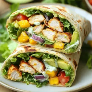 - 2 boneless, skinless chicken breasts - 1 ripe avocado, sliced - 1 cup mixed greens (spinach, arugula, or lettuce) - 1 medium tomato, diced - 1/4 cup red onion, finely sliced - 1/4 cup Greek yogurt - 2 tablespoons lime juice - 1 tablespoon olive oil - 1 teaspoon chili powder - Salt and pepper to taste - 4 whole wheat tortillas Each serving offers a balanced mix of nutrients. You get lean protein from chicken. The avocado adds healthy fats. Mixed greens provide fiber and vitamins. Here&rsquo;s a basic breakdown per serving: - Calories: 320 - Protein: 24g - Carbohydrates: 36g - Fat: 12g - Fiber: 7g To make these wraps, you'll need a few basic tools: - A skillet for cooking the chicken - A cutting board for slicing - A sharp knife for cutting ingredients - A small bowl for mixing the dressing - A spatula for flipping the chicken - A plate for assembly These tools help keep the process smooth. Having everything ready makes cooking fun and easy! {{ingredient_image_1}} To start, cook the chicken breasts. Heat olive oil in a skillet over medium heat. Season the chicken with chili powder, salt, and pepper. Cook each side for 6-7 minutes. You want the chicken to be fully cooked and no longer pink. Once done, take it out of the skillet and let it rest for 5 minutes. This helps keep the juices in. After resting, slice the chicken into thin strips. Next, let&rsquo;s make the dressing. In a small bowl, mix the Greek yogurt with lime juice. Stir it well until it is smooth. This dressing will add a zesty flavor to your wraps. Now, it's time to assemble the wraps. - Cooking and Resting the Chicken You already cooked and rested the chicken. The juicy strips are ready to go. - Warming the Tortillas Warm the whole wheat tortillas in a clean skillet. Heat them for about 15-30 seconds on each side. This makes the tortillas soft and easy to roll. - Layering the Ingredients Take a warm tortilla and spread a generous spoonful of your Greek yogurt lime dressing on it. Next, add a handful of mixed greens, a few slices of avocado, diced tomato, and some red onion. Finally, top it with the chicken strips. Roll the tortilla tightly, starting from the end closest to you. Tuck in the sides as you roll. This keeps all the goodness inside. Slice the wraps in half diagonally to serve. You can also wrap them in foil for a quick meal on the go. To cook chicken perfectly, start with boneless, skinless breasts. Heat olive oil in a skillet over medium heat. Season the chicken with chili powder, salt, and pepper. Cook for about 6-7 minutes on each side. Check that it is no longer pink inside. Let the chicken rest for five minutes before slicing. Resting helps keep it juicy. Warm your tortillas in a clean skillet for 15-30 seconds on each side. This step makes them soft and easy to roll. Lay the tortilla flat on a clean surface. Spread a generous spoonful of the Greek yogurt lime dressing. Layer your ingredients in the center. Start rolling from the end closest to you. Tuck in the sides as you roll. This keeps everything secure. Want more flavor? Add sliced jalape&ntilde;os for a spicy kick. You can also mix in herbs like cilantro or parsley. Try adding sliced bell peppers or olives for extra crunch. A sprinkle of feta cheese can enhance the taste. You can even swap Greek yogurt for avocado for a creamier texture. Get creative and make it your own! Pro Tips Rest the Chicken: Allow the chicken to rest for a few minutes after cooking to retain its juices, ensuring a moist and flavorful wrap. Customize Your Greens: Feel free to mix and match your greens to suit your taste; kale or romaine can add a nice crunch and flavor. Avocado Freshness: To keep your avocado from browning, sprinkle it with a little lime juice before assembling the wraps. Wrap Technique: When rolling your wrap, make sure to tuck the sides in tightly to prevent the filling from spilling out. {{image_2}} You can easily turn this wrap into a tasty vegetarian dish. Skip the chicken and add more veggies. Use roasted bell peppers, cucumbers, and shredded carrots. These add crunch and flavor. You can also add chickpeas for protein. The Greek yogurt dressing works great with this mix! If you love heat, try adding jalape&ntilde;os. Slice fresh jalape&ntilde;os and layer them with the other ingredients. You can also use pickled jalape&ntilde;os for extra tang. This adds a nice kick to your wrap. Just be careful not to add too many if you prefer mild flavors. Don't feel limited to just chicken. You can use turkey or tofu as good options. For a quick meal, use rotisserie chicken. If you want a plant-based choice, try black beans or lentils. Each protein brings its unique flavor and texture. Feel free to mix and match based on your taste. To keep your leftover wraps fresh, wrap them tightly in foil or plastic wrap. Store them in the fridge for up to three days. This helps keep the flavors and textures intact. If you notice the wraps getting soggy, you can separate the ingredients. Store the chicken and veggies in one container and the tortillas in another. When you're ready to eat, gently reheat the wraps. You can use a skillet over low heat for about two to three minutes on each side. This method warms the wraps without making them too dry. You can also microwave them for 30-45 seconds. Be careful not to overheat, as this may make the chicken tough. If you want to save the wraps for later, freezing is a great option. Wrap each one tightly in plastic wrap. Then, place them in a freezer-safe bag or container. They can last up to three months in the freezer. When you're ready to enjoy them, thaw them in the fridge overnight before reheating. Yes, you can make Chicken Avocado Wraps ahead of time. Just prepare the chicken and dressing first. Store the chicken in the fridge for up to three days. Keep the wraps separate until you&rsquo;re ready to eat. This keeps the tortillas from getting soggy. You can also slice the veggies in advance. Just remember to add them right before you wrap. If you don&rsquo;t have Greek yogurt, you can use sour cream. Plain yogurt also works well. For a dairy-free option, try using hummus or avocado. These substitutes add creaminess, just like Greek yogurt. Each option will slightly change the taste but still be tasty. The wraps are not gluten-free if you use whole wheat tortillas. To make them gluten-free, choose gluten-free tortillas. Many brands offer great options in stores. Always check the label to ensure they are gluten-free. This way, everyone can enjoy these wraps. To make these wraps kid-friendly, keep it simple. You can leave out the red onion if your kids don&rsquo;t like it. Use their favorite veggies, like shredded carrots or cucumber. You can also let them help with assembly. Kids love making their own food! This way, they&rsquo;ll be excited to eat what they made. You now have a clear path to making tasty Chicken Avocado Wraps. We covered all the key ingredients, like chicken, avocado, and Greek yogurt, along with essential tools. You learned step-by-step instructions for cooking, dressing, and wrapping. I shared tips on cooking chicken and adding flavor. Plus, we explored fun variations and storage tips. With these ideas, you can enjoy delicious wraps anytime! Happy cooking!