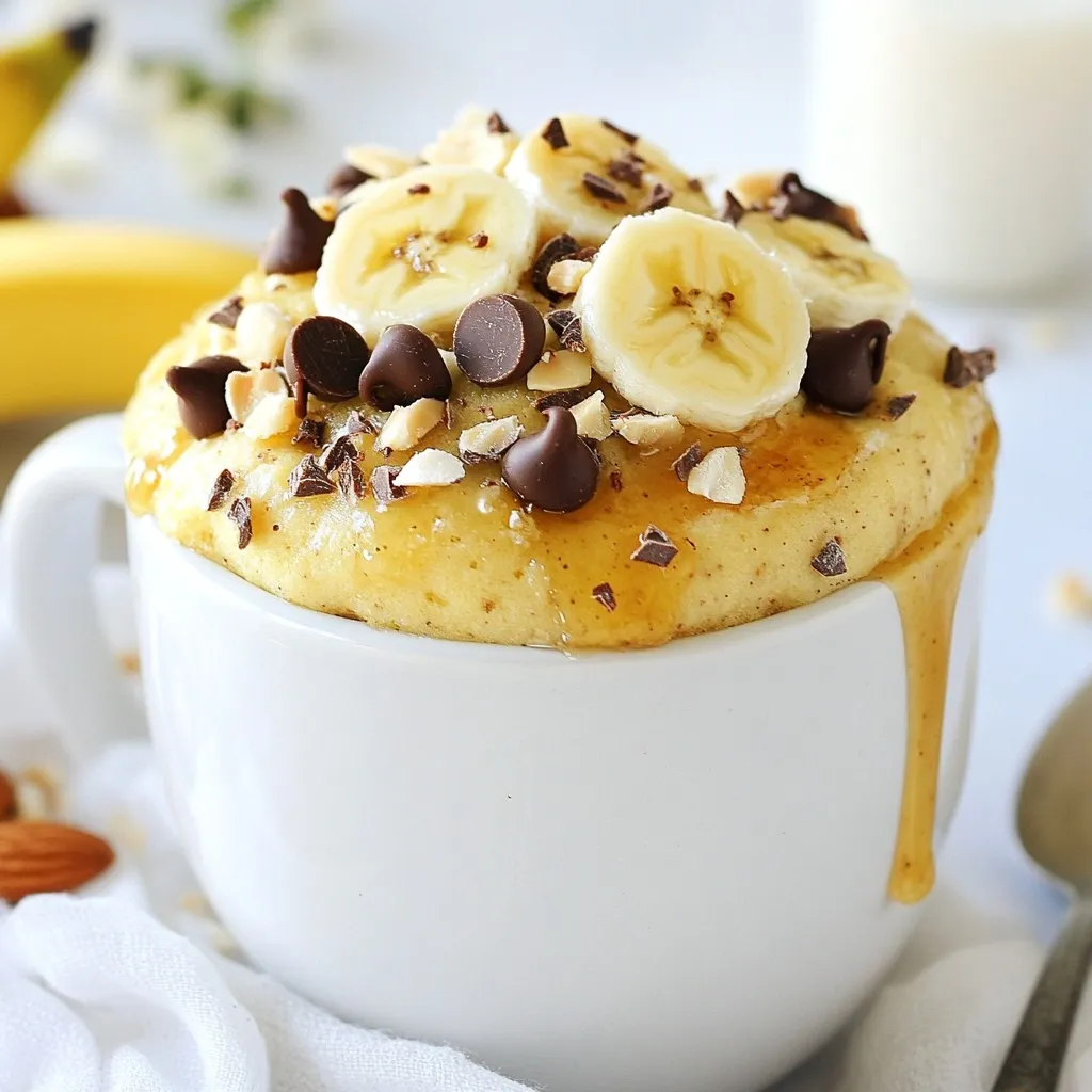To make your Second Healthy Mug Cake, you'll need some simple and wholesome ingredients. Here's what you'll need: - 1 ripe banana, mashed - 1 tablespoon almond butter - 2 tablespoons rolled oats - 1 tablespoon honey or maple syrup - 1/2 teaspoon baking powder - 1/4 teaspoon cinnamon - Pinch of salt - 2 tablespoons almond milk (or any milk of choice) - Optional toppings: chopped nuts, dark chocolate chips, or sliced bananas Each ingredient adds a unique flavor and texture. The ripe banana gives natural sweetness and moisture. Almond butter adds creaminess and healthy fats. Rolled oats help with structure. Honey or maple syrup sweetens the cake, while baking powder makes it rise. Cinnamon adds warmth and a nice aroma. A pinch of salt balances the flavors. Almond milk keeps it light and dairy-free. Feel free to get creative with optional toppings. You can add dark chocolate chips for a sweet treat or sliced bananas for extra fruitiness. Chopped nuts give a nice crunch. Enjoy crafting your mug cake with these delicious ingredients! {{ingredient_image_1}} - Step 1: Mash the banana Start by taking a ripe banana. Use a fork to mash it in a microwave-safe mug. Aim for a smooth texture. This gives the cake a sweet flavor. - Step 2: Combine wet ingredients Add 1 tablespoon of almond butter to the mug. Then, pour in 1 tablespoon of honey or maple syrup. Finally, add 2 tablespoons of almond milk. Stir well until mixed. - Step 3: Mix in dry ingredients Next, you’ll want to blend in 2 tablespoons of rolled oats. Add 1/2 teaspoon of baking powder and 1/4 teaspoon of cinnamon. Don’t forget a pinch of salt. Mix until everything is evenly combined. - Step 4: Add optional mix-ins If you want a treat, fold in some dark chocolate chips or chopped nuts. These add a nice crunch and extra flavor. - Step 5: Microwave settings and timing Microwave your mug cake on high for 1 to 1.5 minutes. Keep an eye on it to prevent overflow. The cake should be set in the middle but still moist. - Step 6: Cooling and topping suggestions Let it cool for a minute. Then, top your mug cake with sliced bananas, nuts, or more chocolate chips. Enjoy your quick and tasty treat! To make a perfect mug cake, start with a ripe banana. A ripe banana adds natural sweetness and moisture. If your banana is too firm, the cake may turn dry. Use the correct microwave settings. Each microwave is different. Start with one minute and check. If it’s not done, add time in small increments. Lastly, check for doneness with a toothpick. It should come out clean but not dry. The center should be soft and moist. Avoid overmixing the batter. Mixing too much can make the cake tough. Stir just until combined for the best texture. Be careful with cooking time. If your microwave runs hot, it may cook faster. Keep an eye on it to prevent burning or overflowing. These small tips can help you make a delicious mug cake every time. Pro Tips Use Overripe Bananas: The riper the banana, the sweeter and more flavorful your mug cake will be! Don’t Overcook: Microwaves vary in power; start with 1 minute and check for doneness to avoid a dry cake. Experiment with Toppings: Try adding different nuts, seeds, or fruits on top for a personalized touch! Store Leftovers Properly: If you have any leftovers, store them in an airtight container in the fridge for up to a day. {{image_2}} You can switch up the flavor of your mug cake with ease. For a nutty twist, try different nut butters like peanut or cashew. Each will change the taste and texture. You can also add spices to enhance the flavor. Vanilla extract gives a sweet aroma, while nutmeg adds warmth. If you need a nut-free option, you can use sunflower seed butter instead of nut butter. It works great and keeps the cake moist. For milk, try oat milk or coconut milk if you have allergies. Both options add creaminess without the nuts. Want to make this mug cake gluten-free? Just swap the rolled oats for certified gluten-free oats. They provide the same texture without gluten. If you need a vegan version, replace honey with maple syrup. This keeps your cake sweet while staying plant-based. To keep your mug cake fresh, store it in the fridge. Use an airtight container. This helps it stay moist and tasty. It lasts up to three days in the fridge. If you want to eat it later, you can freeze it too. Just wrap it tightly in plastic wrap or foil. This way, it can last up to a month. When you want to eat your mug cake, here's how to reheat it. Take it out of the fridge and let it sit for a minute. Then, put it in the microwave. Heat it for about 15 to 30 seconds. Check to see if it's warm. If not, heat it a bit more. Be careful not to overheat it, or it may dry out. After your mug cake cools, you can slice it and serve it. It makes a great snack with some yogurt on the side. You could also top it with extra sliced bananas or nuts for some crunch. Want to mix it up? You can add pieces of the cake to your breakfast! Crumble it over oatmeal or mix it into a smoothie. It adds flavor and nutrition to your meals. Enjoying leftovers this way can make your next meal exciting and fun! Yes, you can! This mug cake is very adaptable. Try using different nut butters, like peanut or cashew. You can also mix in vanilla extract or nutmeg for a unique taste. For a chocolate twist, add cocoa powder. The options are endless! Absolutely! You can bake this mug cake in a small oven. Preheat your oven to 350°F (175°C). Pour the mug cake mixture into a small oven-safe dish. Bake for about 15-20 minutes or until it’s set. Keep an eye on it to avoid overcooking. To cut back on sugar, you have options. Use less honey or maple syrup than the recipe calls for. You can also opt for unsweetened applesauce as a substitute. This will keep the cake moist while lowering sugar. Yes, doubling the recipe works well. Just use a larger mug or bowl. Be cautious with cooking time; it may take longer. Check for doneness after two minutes, adding time as needed. Enjoy sharing or saving some for later! Toppings can make your mug cake even better! Consider adding sliced bananas or chopped nuts for crunch. A few dark chocolate chips can satisfy your sweet tooth. Greek yogurt or a dollop of nut butter can also add creaminess and flavor. This blog post covers a simple mug cake recipe with key ingredients like ripe bananas, almond butter, and rolled oats. You learned the easy steps to prepare it and tips to keep it moist. We also discussed variations for different flavors and dietary needs. Finally, we shared storage tips for the best results. Enjoy making this quick treat, and don’t hesitate to explore your own flavor twists. Happy baking!