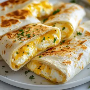 - 2 cups cooked chicken, shredded - 1 cup shredded mozzarella cheese - 1/2 cup cream cheese, softened - 4 large flour tortillas - 2 cloves garlic, minced - 1/4 cup fresh parsley, chopped - 1 teaspoon paprika - 1/2 teaspoon salt - 1/2 teaspoon black pepper - 1 tablespoon olive oil for cooking - 1/2 cup diced bell peppers - Fresh spinach for added nutrition Gathering the right ingredients is key to making Cheesy Garlic Chicken Wraps. Start with cooked chicken. I love using shredded rotisserie chicken for ease. Next, grab mozzarella and cream cheese for that gooey texture. Flour tortillas are perfect for wrapping up all the goodness. Now, let&rsquo;s talk flavor. Garlic gives a bold kick, while parsley adds freshness. Paprika warms things up, and salt and black pepper balance it all. If you want to spice things up, consider adding diced bell peppers or fresh spinach. These extras boost the flavor and nutrition of your wraps. When you have all these ingredients ready, you can whip up a tasty meal in no time. The best part is, you can customize it based on your taste. Enjoy mixing and matching to create your perfect cheesy wrap! {{ingredient_image_1}} To create the filling, combine the shredded chicken, mozzarella cheese, cream cheese, minced garlic, fresh parsley, paprika, salt, and black pepper in a bowl. Mix everything well. This blend gives your wraps a rich and creamy texture. You can also add diced bell peppers or spinach for extra flavor and nutrients. Next, lay out your large flour tortillas on a clean surface. Divide the chicken mixture evenly among the tortillas. Spread the filling along the center of each tortilla. Fold in the sides tightly. Then, roll the tortilla from the bottom to secure the filling. Make sure they are wrapped snugly to keep everything inside. Heat olive oil in a skillet over medium heat. Place the wraps seam-side down in the skillet. Cook them for about 3-4 minutes until they turn golden brown. Flip the wraps and cook the other side for another 3-4 minutes. This step makes the outside crispy and helps the cheese melt perfectly. Remove the wraps from the skillet and let them cool for a minute before cutting each one in half. - Ensure the chicken is well combined for even distribution. This makes each bite tasty. - Preheat the skillet to achieve a crispy texture on the wraps. A hot pan is key to success. - Cut wraps in half and display with fresh parsley as garnish. This adds color and freshness. - Serve with dipping sauces for added flavor. Dipping sauces like ranch or marinara work great. - Store wrapped in foil or plastic wrap for best freshness. This keeps the wraps from drying out. - Make sure to refrigerate them if you don&rsquo;t eat all the wraps. They stay good for a couple of days. Pro Tips Use Leftover Chicken: This recipe is perfect for using up leftover rotisserie chicken, making it a quick and easy meal solution. Customize Your Fillings: Feel free to add other veggies like zucchini or mushrooms, or even swap out the cheese for a different variety to suit your taste. Ensure Proper Sealing: When rolling your wraps, make sure to tuck in the sides tightly to prevent the filling from spilling out while cooking. Cooking Temperature: Keep the heat at medium to ensure the wraps cook evenly and the cheese melts perfectly without burning the tortillas. {{image_2}} When it comes to making Cheesy Garlic Chicken Wraps, there are many fun ways to switch things up. You can swap the chicken for grilled vegetables or beans. This gives a tasty, meat-free dish. Try bell peppers, zucchini, or mushrooms for great flavor. Beans add protein and fiber too. Want some heat? Just add jalape&ntilde;os or hot sauce to the filling. This will give your wraps a fiery kick. You can use fresh jalape&ntilde;os for a crisp bite or pickled ones for a tangy flavor. Cheese lovers can have fun with this! Experiment with cheddar, pepper jack, or feta cheese. Each type adds a unique taste. Cheddar gives a sharp flavor, while pepper jack adds spice. Feta brings a creamy texture and tang. Mix and match to find your favorite! You can store your cheesy garlic chicken wraps in the fridge for up to 3 days. Just place them in an airtight container. This keeps them fresh and tasty. Enjoy them for lunch or a quick dinner. If you want to save some for later, wrap the wraps tightly in foil. You can freeze them for up to a month. This way, you have a quick meal ready when you need it. Just remember to label your foil with the date! To reheat, use the oven or a skillet. The oven gives a nice crisp texture. Heat at 350&deg;F for about 10 minutes. If you use a skillet, warm it on medium heat for 3 to 4 minutes on each side. Enjoy that gooey cheese! Yes, you can use store-bought rotisserie chicken. It saves time and adds flavor. Just shred the chicken and mix it with the other ingredients. It&rsquo;s a quick way to enjoy this meal. To make this recipe dairy-free, swap the cream cheese and mozzarella. Use vegan cream cheese and dairy-free cheese. They melt well and taste great in the wraps. Check labels for allergens. Great sides include a fresh salad or some crunchy veggie sticks. You can also serve them with a side of ranch or marinara sauce for dipping. These sides balance the cheesy wraps nicely. You can add diced bell peppers or fresh spinach to the filling. You can also try zucchini or mushrooms. Just chop the veggies small, so they fit well in the wrap. This adds nutrition and color. Yes, you can make these wraps ahead of time. Assemble them and store in the fridge, wrapped tightly. When ready, cook them in the skillet for a quick meal. Enjoy the crispy texture fresh! In this blog post, we covered how to make delicious Cheesy Garlic Chicken Wraps. We went through the essential ingredients, step-by-step instructions, and tips for making them crispy. I shared variations for different tastes and detailed storage guidelines to keep them fresh. These wraps are simple to make and can suit anyone's taste. You can customize them or store leftovers easily. Enjoy creating this tasty meal that everyone will love!