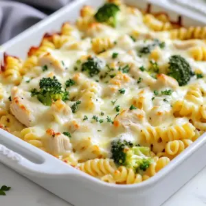 - 2 cups rotini pasta - 2 cups cooked chicken, shredded - 2 cups broccoli florets - 2 cups Alfredo sauce - 1 cup mozzarella cheese, shredded - 1/2 cup Parmesan cheese, grated For this casserole, I love using rotini pasta. Its twists hold the sauce well. I prefer cooked chicken that is shredded. This makes it easy to mix in. Fresh or frozen broccoli florets add green color and crunch. You can use store-bought or homemade Alfredo sauce. This creamy sauce ties all the flavors together. Finally, mozzarella and Parmesan cheese create a nice, cheesy top layer. - 1 teaspoon garlic powder - 1/2 teaspoon onion powder - Salt and pepper to taste Garlic powder and onion powder add a nice depth to the dish. They make the casserole flavorful without adding too much work. I suggest seasoning it with salt and pepper. Always taste the mixture before baking. You want to make sure it is just right. - Fresh parsley Fresh parsley is a great touch. It adds color to the baked casserole. It also gives a fresh taste. You can sprinkle it on right before serving. This simple step makes your dish look gourmet. {{ingredient_image_1}} First, you need to preheat your oven to 375&deg;F (190&deg;C). This step is key to cooking the casserole just right. While the oven heats, grab a large mixing bowl. In this bowl, combine 2 cups of uncooked rotini pasta, 2 cups of shredded cooked chicken, 2 cups of broccoli florets, and 2 cups of Alfredo sauce. Add 3 cups of chicken broth to the mix. Then sprinkle in 1 teaspoon of garlic powder and 1/2 teaspoon of onion powder. Stir everything until it blends well. Don't forget to season with salt and pepper to taste! Now, take a greased 9x13 inch baking dish and transfer your pasta mixture into it. Spread the mixture evenly across the dish. Next, it's time to add some cheese! Sprinkle 1 cup of shredded mozzarella cheese and 1/2 cup of grated Parmesan cheese on top of the mixture. This will create a tasty, cheesy crust. Finally, cover the dish with aluminum foil to keep the moisture in while it bakes. Place your covered casserole in the preheated oven. Bake it for 25 minutes. This covered baking time allows the flavors to meld and the pasta to cook. After 25 minutes, remove the foil. Bake it for an additional 15 minutes. This uncovered time lets the cheese bubble and turn golden brown. Once it looks perfect, take it out of the oven. Let it sit for about 5 minutes before slicing. You can garnish with chopped fresh parsley if you like. Enjoy your delicious creation! To achieve the best texture, cook your rotini pasta al dente. This means it should be firm to the bite. If the pasta is too soft, it can turn mushy in the casserole. Cook it for about two minutes less than the package instructs. Next, keep your sauce creamy. If you use store-bought Alfredo, look for a brand that is rich and thick. If you make your own, use heavy cream for added creaminess. A great sauce is key for a comforting dish. If you don&rsquo;t have rotini, you can use any short pasta like penne or fusilli. These shapes hold the sauce well and mix easily with other ingredients. For a homemade Alfredo sauce, mix 1 cup of heavy cream with 1 cup of grated Parmesan and heat until melted. Add 2 tablespoons of butter and a pinch of garlic powder for flavor. This sauce is simple and tastes great! Pair your casserole with a simple side salad. A fresh green salad adds crunch and balance. You can also serve garlic bread alongside for a hearty meal. To serve the casserole, cut it into squares and use a spatula to lift pieces onto plates. Top with a sprinkle of fresh parsley for color and flavor. Enjoy the warm, cheesy goodness! Pro Tips Cook Pasta Al Dente: To ensure your rotini holds its shape and texture, cook it al dente according to package instructions before mixing it with the other ingredients. Use Homemade Alfredo Sauce: If time allows, try making your own Alfredo sauce for a fresher flavor. It enhances the overall taste of the casserole. Customize Your Veggies: Feel free to add other vegetables like bell peppers or spinach for added nutrition and flavor. Just make sure they are chopped into bite-sized pieces. Let It Rest: Allowing the casserole to rest for a few minutes after baking helps it to set and makes it easier to serve without falling apart. {{image_2}} You can change the meat in this casserole for a twist. Try ground turkey or Italian sausage for a different taste. They both cook well and add nice flavor. If you want a meat-free option, use cooked lentils or chickpeas. These options keep it hearty while being veggie-friendly. Add fresh herbs or spices to enhance your casserole. Basil, thyme, or even Italian seasoning work great. You can also toss in garlic or red pepper flakes for extra kick. For veggies, consider peppers, spinach, or zucchini. They not only add flavor but also color and nutrients. Switch up the cheese for more fun flavors. Cheddar, gouda, or even feta can give a new taste. If you want a dairy-free option, try cashew cheese or almond cheese. These can melt nicely and still keep your dish creamy. To store leftovers, let the casserole cool first. Then, cover it tightly with plastic wrap or aluminum foil. You can also use an airtight container. This keeps the flavors fresh. The best containers for leftovers are glass or BPA-free plastic. They are easy to clean and won&rsquo;t hold smells. You can freeze the casserole before or after baking. To freeze before baking, prepare it as normal. Cover it tightly and place it in the freezer. To freeze after baking, let it cool completely. Then, wrap it well to avoid freezer burn. When ready to eat, thaw it overnight in the fridge. Reheat it in the oven at 350&deg;F (175&deg;C) until warm. This usually takes about 30 minutes. In the fridge, the casserole lasts for about 3 to 4 days. Make sure to check for signs of spoilage. If it smells sour or has strange colors, it&rsquo;s best to throw it out. If you see mold, do not eat it. Trust your senses to keep meals safe. Yes, you can make this casserole ahead. Prepare it, cover it, and chill it in the fridge for up to 24 hours. When ready to bake, just add a few extra minutes to the cooking time. This makes it great for busy days. You can use homemade sauce or even a different cream sauce. A white sauce made from butter, flour, and milk works well too. You can also try pesto for a fun twist on flavor. Look for bubbly cheese and a golden top. The internal temperature should reach 165&deg;F (74&deg;C). If you see these signs, it&rsquo;s ready to eat! Let it cool for a bit before serving. Absolutely! Whole wheat pasta works great in this recipe. It adds more fiber and nutrients. Just note that the cooking time might change slightly. Check it often to avoid overcooking. This blog post has guided you through making a tasty Dump-and-Bake Chicken Alfredo Casserole. We covered the essential ingredients, step-by-step cooking instructions, and helpful tips. You learned how to customize the dish with different proteins, flavors, and cheeses. Lastly, we discussed proper storage methods to keep your casserole fresh. Now, you can enjoy a comforting meal any day. Get creative and make it your own!