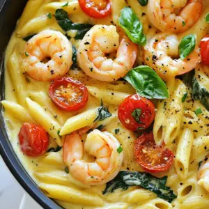 - 1 lb shrimp, peeled and deveined - 2 tablespoons olive oil - 1 tablespoon butter - 4 cloves garlic, minced - 1 cup cherry tomatoes, halved - 2 cups fresh spinach - 1 cup heavy cream - 1 cup chicken broth - 1 cup penne pasta - 1 teaspoon Italian seasoning - Salt and pepper to taste - Fresh basil for garnish - Grated Parmesan cheese for serving To make One-Pot Creamy Tuscan Shrimp, gather these main ingredients. The shrimp gives it a nice texture. The cream adds richness, while the spinach and tomatoes offer freshness. This mix of flavors makes the dish vibrant and tasty. - Red pepper flakes for heat - Lemon juice for brightness - Capers for a briny kick - Sun-dried tomatoes for depth Adding optional ingredients can enhance your meal. Red pepper flakes can spice things up. Lemon juice brightens the flavors. Capers add a unique twist. Sun-dried tomatoes give a rich taste. Feel free to mix and match based on your taste. - Fresh shrimp for the best flavor - Frozen shrimp for convenience - Wild-caught shrimp for sustainability - Large shrimp for better presentation For shrimp, fresh is best. It gives a great flavor and texture. If fresh shrimp is not available, frozen works well, too. Just make sure to thaw them first. Wild-caught shrimp is a great choice for eco-friendly cooking. Large shrimp also look more appealing on the plate. Choose what fits your needs and enjoy! {{ingredient_image_1}} 1. Gather all your ingredients. You will need: - 1 lb shrimp, peeled and deveined - 2 tablespoons olive oil - 1 tablespoon butter - 4 cloves garlic, minced - 1 cup cherry tomatoes, halved - 2 cups fresh spinach - 1 cup heavy cream - 1 cup chicken broth - 1 cup penne pasta - 1 teaspoon Italian seasoning - Salt and pepper to taste - Fresh basil for garnish - Grated Parmesan cheese for serving 2. Chop the garlic and halve the cherry tomatoes. This makes cooking easier. 1. Heat the olive oil and butter in a large pot over medium heat. 2. Add the minced garlic. Saut&eacute; for about 1 minute until you smell its strong flavor. 3. Now, add the shrimp. Season with salt and pepper. Cook for 2-3 minutes until they turn pink and opaque. Then, remove the shrimp and set them aside. 4. In the same pot, add the cherry tomatoes. Cook for 2-3 minutes until they soften. 5. Stir in the spinach. Cook until it wilts, around 1-2 minutes. 6. Pour in the chicken broth. Bring this mixture to a simmer. 7. Add the penne pasta and Italian seasoning. Make sure it sinks into the broth. Cover and cook on medium heat for about 10 minutes, stirring occasionally. Check for al dente texture. 8. Once the pasta is cooked, turn the heat to low. Stir in the heavy cream until everything blends well. 9. Add the cooked shrimp back to the pot. Mix gently until everything is heated through. Adjust seasoning with salt and pepper as needed. 1. Serve the shrimp hot. 2. Garnish with fresh basil and sprinkle grated Parmesan cheese on top. 3. Enjoy your delicious One-Pot Creamy Tuscan Shrimp! To get that rich creaminess, use heavy cream. Start adding it after cooking the pasta. Stir it in gently until blended. This method keeps the sauce smooth and thick. If you want more flavor, try adding a bit of chicken broth before the cream. This helps balance the richness. For tender shrimp, do not overcook them. Cook them just until they turn pink. This usually takes about 2-3 minutes. If you see they start curling tightly, they are done. Remove them from the pot early, as they will cook more when you add them back. Cooking pasta in the same pot is key to this dish. After saut&eacute;ing your shrimp and veggies, add the pasta directly to the pot. Pour in enough broth to cover it. Stir occasionally to prevent sticking. Cook until al dente, which usually takes about 10 minutes. This keeps all the flavors together and makes cleanup easy. Pro Tips Fresh Ingredients: Always use fresh shrimp and vegetables for the best flavor and texture in your dish. Perfect Pasta: Make sure to stir the pasta occasionally while it cooks to prevent sticking and ensure even cooking. Adjust the Creaminess: For a richer sauce, you can add more heavy cream or even a splash of white wine for added depth. Garnish Wisely: Fresh basil and grated Parmesan cheese not only enhance the presentation but also elevate the overall flavor of the dish. {{image_2}} You can make this dish vegetarian by swapping shrimp for mushrooms or zucchini. Use 1 pound of sliced mushrooms or diced zucchini. Cook them as you would the shrimp. This keeps the dish creamy and tasty. You still get that rich flavor from the garlic and cream. Add some extra veggies like bell peppers or asparagus if you like. They add great color and taste. If you want a seafood mix, combine shrimp with other seafood. Use 1/2 pound of shrimp, 1/2 pound of scallops, and 1/2 pound of mussels. Cook them in the same way as the shrimp. This gives you a mix of flavors and textures. The cream sauce works well with all seafood. Just be sure to check the cooking times. You want everything cooked but not overdone. To make a low-carb version, skip the pasta. Instead, use spaghetti squash or zucchini noodles. Cook the squash in the oven or microwave, then add it to the sauce. This keeps the dish light and healthy. You can also use cauliflower rice to soak up the creamy sauce. Both options make it filling without the carbs. Enjoy a tasty meal that fits your diet. Store any leftover One-Pot Creamy Tuscan Shrimp in an airtight container. Let it cool first, then seal it tight. It will last in the fridge for up to three days. This meal tastes great the next day! To reheat, place the shrimp in a pot over low heat. Stir gently to avoid overcooking the shrimp. You can also use a microwave. Heat it in short bursts, stirring in between. This helps keep the shrimp tender and the sauce creamy. You can freeze One-Pot Creamy Tuscan Shrimp for up to three months. First, let it cool completely. Then, divide it into smaller containers for easy meals later. When ready to eat, thaw it overnight in the fridge. Reheat as mentioned above, and enjoy! Yes, you can use frozen shrimp. Just thaw them first. Place them in cold water for about 15 minutes. Make sure to dry them well before cooking. This helps achieve that perfect sear. The taste will still be delicious, even with frozen shrimp. This dish is not very spicy. The main flavors come from garlic and Italian seasoning. If you want some heat, add red pepper flakes. Start with a pinch and taste. You can always add more if you like it spicy. This meal pairs well with a fresh salad. A simple green salad with lemon dressing works great. You can also serve it with crusty bread. It helps soak up the creamy sauce. Another idea is to enjoy it with a glass of white wine. This blog post covered everything you need for a great meal. We looked at key ingredients, cooking steps, tips for texture, and tasty variations. You learned how to store and reheat leftovers too. Remember, cooking should be fun and simple. Try out these ideas to make your dish truly yours. Enjoy every bite and make it your own!
