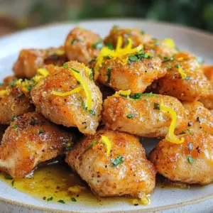 - 1 pound chicken breast - 2 tablespoons olive oil - Lemon zest and juice - Garlic powder and onion powder - Smoked paprika - Fresh parsley for garnish Gather these ingredients to make your Air Fryer Lemon Pepper Chicken Bites. You want a pound of chicken breast, cut into small pieces. This size helps them cook quickly and evenly. You will also need two tablespoons of olive oil to keep them moist. Now, for the flavor! The zest and juice of one lemon give a bright taste. Garlic powder and onion powder add depth. Don't forget salt and black pepper for seasoning. If you want more heat, smoked paprika adds a nice kick. Finally, fresh parsley makes a vibrant garnish. These ingredients come together to create a dish that bursts with flavor. The combination of lemon and spices makes each bite refreshing and tasty. Plus, they are easy to find at any grocery store. Enjoy the cooking process! {{ingredient_image_1}} Mixing the marinade Start by taking a large mixing bowl. Add 2 tablespoons of olive oil. Next, add the zest of one lemon and 2 tablespoons of fresh lemon juice. Then, mix in 1 teaspoon each of garlic powder, onion powder, black pepper, and salt. If you want a kick, add 1 teaspoon of smoked paprika. Stir everything until it blends well. Coating the chicken pieces Cut 1 pound of chicken breast into bite-sized pieces. Toss these pieces into the marinade. Stir until every piece is covered. Let the chicken sit in the marinade for at least 15 minutes. If you have time, marinate for up to 2 hours. This helps the flavors soak in. Preheating instructions While the chicken marinates, preheat your air fryer. Set it to 400&deg;F (200&deg;C). Let the air fryer warm up for about 5 minutes. This step helps cook the chicken evenly. Setting temperature and time Once preheated, your air fryer is ready. You will cook the chicken bites at the same temperature, 400&deg;F (200&deg;C). Air frying technique Place the marinated chicken bites in the air fryer basket. Make sure they lie in a single layer. This lets the hot air cook all sides evenly. Checking for doneness Cook the chicken bites for 10 to 12 minutes. Halfway through, shake the basket to ensure all pieces get cooked. To check if they are done, use a meat thermometer. The chicken's internal temperature should reach 165&deg;F (73&deg;C). Once they are golden brown and fully cooked, take them out of the fryer. Let them rest for a minute before serving. To cook chicken bites well, keep them spaced out in the air fryer. This helps hot air flow around each piece, cooking them evenly. If chicken pieces touch, they can steam instead of fry. I recommend placing them in a single layer without stacking. To check if the chicken bites are done, use a meat thermometer. The internal temperature should reach 165&deg;F (73&deg;C). If you don&rsquo;t have a thermometer, cut a piece in half. It should be white and not pink. You can easily change the flavors by adding or swapping spices. Try adding chili powder for heat or thyme for a different taste. You can also use garlic salt instead of garlic powder for more flavor. Marinating the chicken for at least 15 minutes is key. If you have time, let it sit for up to 2 hours. This allows the flavors to soak in better. These chicken bites pair well with various sides. Try serving them with rice, roasted veggies, or a fresh salad. You can also add a creamy dip like ranch or a spicy sauce like sriracha for extra flavor. Add fresh parsley on top for a pop of color and freshness. It makes the dish look good and adds a light taste. Enjoy your meal with friends or family! Pro Tips Marinate for Maximum Flavor: Allow the chicken to marinate for at least 2 hours, or overnight, to enhance the flavors and tenderness. Use a Meat Thermometer: To ensure your chicken is perfectly cooked, use a meat thermometer to check that it reaches an internal temperature of 165&deg;F (73&deg;C). Shake for Even Cooking: Remember to shake the air fryer basket halfway through cooking to ensure all chicken bites cook evenly and develop a crispy texture. Garnish for Presentation: Fresh parsley not only adds a pop of color but also enhances the dish's freshness; don't skip this step! {{image_2}} You can swap chicken for turkey or tofu. Turkey gives a nice, lean flavor. Tofu is great for a plant-based option. For turkey, use the same size pieces. They may need a few extra minutes to cook. Tofu needs a longer marinating time to soak in flavors. Cook it for about 8-10 minutes in the air fryer. Feel free to add your favorite herbs or spices. Try thyme, rosemary, or oregano for a twist. You can also make it spicy! Add hot sauce to your marinade for a kick. Just start with a little and taste as you go. If you like it hot, add more until it's perfect for you. If you need gluten-free options, check your spices. Most are safe, but always read labels. You can also make this recipe low-carb. Instead of chicken, use cauliflower or zucchini bites. Just chop them into small pieces. Adjust the cooking time to about 8-10 minutes for vegetables. To keep your leftover lemon pepper chicken bites fresh, use airtight containers. Glass or plastic containers both work well. Store the chicken in the fridge for up to three days. This keeps the flavors intact and helps maintain its texture. You can freeze leftover chicken bites for later use. First, let them cool completely. Then, place them in a freezer-safe bag or container, removing as much air as possible. They will stay good in the freezer for up to three months. When you want to use them, thaw them overnight in the fridge for best results. To reheat chicken bites, use an air fryer or oven for the best outcome. Set your air fryer to 350&deg;F (175&deg;C) and heat for about 5-7 minutes. This keeps the chicken nice and moist. If using an oven, heat at 350&deg;F (175&deg;C) for about 10-15 minutes. Always check that the chicken is hot all the way through before serving. You should cook chicken bites for 10-12 minutes in your air fryer. This time works well at 400&deg;F (200&deg;C). I always shake the basket halfway through. This helps ensure all sides cook evenly. If your bites are larger, check them a minute or two longer. Always make sure the chicken reaches 165&deg;F (73&deg;C). This keeps your meal safe and delicious. Yes, you can use frozen chicken. However, you will need to adjust your cooking time. Start by cooking for 12-15 minutes to ensure it cooks through. I suggest adding a few extra minutes if needed. Make sure to check the chicken's temperature. It should still reach 165&deg;F (73&deg;C) for safety. Thawing the chicken first can help it cook more evenly. Lemon pepper chicken bites pair well with many sides. Here are some great options: - Rice: White or brown rice makes a nice base. - Salad: A fresh green salad adds crunch and color. - Veggies: Roasted or steamed veggies like broccoli or green beans work well. - Potatoes: Mashed or baked potatoes are hearty options. These sides will help round out your meal and enhance the lemony flavor of the chicken. In this post, we covered how to make tasty chicken bites. You learned about key ingredients like chicken breast and olive oil. I shared steps for marinating and cooking in an air fryer. Tips for perfect flavor and safe storage were included too. Chicken bites offer endless options for protein and flavor. Try different herbs or serve with your favorite sides. Enjoy your delicious meals!