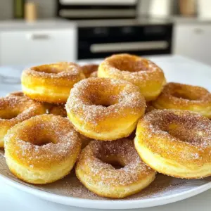 To make these tasty air fryer donuts, you will need: - 1 cup all-purpose flour - 1/4 cup granulated sugar - 1 tsp baking powder - 1/4 tsp salt - 1/2 tsp ground cinnamon (plus extra for topping) - 1/4 cup milk - 1 large egg - 2 tbsp melted butter - 1 tsp vanilla extract - 1/2 cup granulated sugar (for coating) - 1 tsp ground cinnamon (for coating) Each ingredient plays a key role in the flavor and texture of the donuts. Here&rsquo;s how the amounts break down: - Flour: 1 cup gives your donuts structure. - Sugar: The 1/4 cup in the dough adds sweetness. You also need 1/2 cup for coating. - Baking Powder: 1 tsp helps the donuts rise. - Salt: 1/4 tsp balances the sweetness. - Cinnamon: 1/2 tsp adds warmth to the flavor. - Milk: 1/4 cup keeps the batter moist. - Egg: 1 large egg binds the ingredients. - Butter: 2 tbsp adds richness. - Vanilla Extract: 1 tsp enhances flavor. Using quality ingredients makes a real difference. Here&rsquo;s what to consider: - Flour: All-purpose flour works best for a light texture. - Sugar: Granulated sugar is a must for sweetness. You can use brown sugar for a deeper flavor. - Cinnamon: Use fresh ground cinnamon for a stronger taste. - Butter: Always use unsalted butter for better control of salt levels. - Egg: Fresh eggs help with rising and binding. These ingredients together create a delightful treat that is light, fluffy, and coated in sweet cinnamon goodness. Enjoy making your air fryer donuts! {{ingredient_image_1}} First, turn on your air fryer. Set it to 350&deg;F (175&deg;C). Let it preheat for about 5 minutes. This step is key for a crispy outside and soft inside. A hot fryer ensures even cooking. In a bowl, mix these dry ingredients: - 1 cup all-purpose flour - 1/4 cup granulated sugar - 1 tsp baking powder - 1/4 tsp salt - 1/2 tsp ground cinnamon Whisk them together well. In another bowl, combine the wet ingredients: - 1/4 cup milk - 1 large egg - 2 tbsp melted butter - 1 tsp vanilla extract Whisk until smooth. Now, slowly add the wet mix to the dry mix. Stir gently until just combined. Don&rsquo;t overmix; lumps are okay. Get a piping bag or a resealable plastic bag. Fill it with the dough. Cut a small hole in one corner. Lightly grease the air fryer basket with non-stick spray. Pipe the dough into donut shapes, leaving space between them. Air fry the donuts for 5 to 6 minutes. They should be golden brown. While they cook, mix 1/2 cup sugar and 1 tsp cinnamon in a bowl. After frying, let the donuts cool a bit. Toss them in the cinnamon sugar mix until coated. Enjoy your tasty donuts! To get light and fluffy donuts, use fresh baking powder. This helps the donuts rise. Mix the dry and wet ingredients gently. Overmixing makes them dense. Let the donut batter rest for a few minutes. This helps with the texture too. When your donuts cool, prepare the cinnamon sugar mix. Use a shallow bowl for easy tossing. Coat the donuts right after frying. This ensures the sugar sticks well. Use a mix of sugar and cinnamon for great flavor. Toss the donuts gently to cover every part. One common mistake is not greasing the basket. This can cause donuts to stick. Also, be careful not to overcrowd the basket. Donuts need space to puff up. Lastly, check the cooking time. Overcooking can make them dry. Keep an eye on them for that perfect golden color. Pro Tips Use Fresh Ingredients: Make sure your baking powder is fresh for the best rise and texture in your donuts. Pipe with Precision: For evenly shaped donuts, pipe the batter steadily and consistently to maintain uniformity. Cool Before Coating: Let the donuts cool slightly before tossing them in the cinnamon sugar to prevent the coating from melting. Experiment with Flavors: Feel free to add a dash of nutmeg or vanilla to the batter for a unique flavor twist! {{image_2}} You can switch up the flavors of air fryer donuts easily. Try chocolate by adding cocoa powder to the dough. For a citrusy twist, mix in lemon zest and juice. You can also use almond extract instead of vanilla for a nutty taste. Don't be afraid to experiment! Each variation can bring joy to your taste buds. Making air fryer donuts that fit your diet is simple. For gluten-free donuts, use a gluten-free flour blend. This keeps the texture light and fluffy. If you want vegan donuts, replace the egg with a flaxseed meal mix. Use almond milk instead of regular milk. These swaps make the donuts tasty without any animal products. Add-ins can make your donuts more exciting. Chopped nuts, mini chocolate chips, or dried fruit work well. You can also sprinkle in some sprinkles for color and fun. For toppings, think beyond cinnamon sugar. Consider a chocolate glaze or a drizzle of caramel sauce. These fun options can take your air fryer donuts to the next level! For the best taste, store your leftover donuts in an airtight container. This helps keep them fresh. You can place a paper towel at the bottom to absorb any moisture. Seal the container well to keep air out. You can refrigerate or freeze your donuts. If you choose to refrigerate them, they last about 2 to 3 days. For longer storage, freeze the donuts. They can stay fresh in the freezer for up to a month. Just make sure to wrap them tightly in plastic wrap or foil. When you want to enjoy your donuts again, reheating is key. For refrigerated donuts, pop them in the air fryer for about 2 to 3 minutes at 350&deg;F. This helps restore their nice, warm texture. If frozen, let them thaw for a bit first. Then, follow the same reheating method. Enjoy your tasty treats just like fresh! Air fryer donuts taste best fresh, but they can last up to two days. Store them in an airtight container at room temperature. If you want to keep them longer, you can freeze them. Just make sure to wrap each donut well to avoid freezer burn. Yes, you can use different flours! All-purpose flour works well, but you can also use whole wheat flour for a heartier taste. If you prefer gluten-free donuts, try almond flour or a gluten-free baking mix. Just remember, different flours may change the texture a bit. You can make the batter ahead, but it is best to use it fresh. If you store it, keep it in the fridge and use it within 24 hours. The batter may thicken, so you might need to add a little milk to loosen it up before piping. Air fryer donuts are simple and fun to make. We covered the key ingredients and their measurements. Each ingredient plays a role in taste and texture. Following the step-by-step instructions leads to delicious results. I shared tips for fluffy donuts and avoiding common mistakes. You can try many flavor variations and dietary options. Remember to store leftovers wisely, using tips for reheating. Enjoy creating your perfect air fryer donuts. Have fun experimenting in your kitchen!