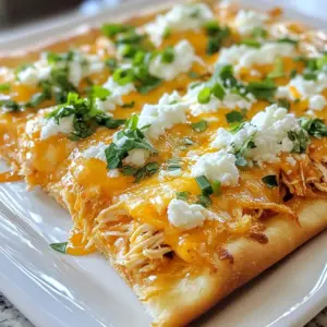 - 1 cup cooked chicken, shredded - &frac12; cup buffalo sauce - 1 large flatbread (store-bought or homemade) - 1 cup shredded mozzarella cheese - &frac14; cup blue cheese crumbles (optional) - 1 tablespoon olive oil - 2 green onions, sliced - 1 tablespoon fresh parsley, chopped - Salt and pepper to taste - Blue cheese crumbles add a nice flavor. - Sliced jalape&ntilde;os can bring extra heat. - A drizzle of ranch dressing offers a cool touch. - For buffalo sauce, I like Frank&rsquo;s RedHot. - Use Kraft or Galbani for mozzarella cheese. - Consider using Ken&rsquo;s for ranch dressing if you want it. These ingredients make your Buffalo Chicken Flatbread tasty and satisfying. Each one plays a role in the flavor. You can adjust the buffalo sauce to fit your spice level. Enjoy mixing and matching! {{ingredient_image_1}} Start by mixing your cooked chicken with buffalo sauce. Use a bowl for this. Stir the chicken until it is fully coated with the sauce. You can add more sauce if you like it spicy. This step is key for flavor. The chicken should be tender and full of that zesty kick. Set it aside while you get the flatbread ready. Next, take your flatbread. Brush it lightly with olive oil. This adds flavor and helps it crisp up. Spread the buffalo chicken mix evenly on the flatbread. Make sure to cover it well. Then, sprinkle shredded mozzarella cheese on top. If you want more flavor, add blue cheese crumbles at this point. Season with salt and pepper to taste. Don&rsquo;t be shy with the toppings! Now, it's time to bake. Preheat your oven to 400&deg;F (200&deg;C). Place the assembled flatbread on a baking sheet. Bake for about 15-20 minutes. Look for the cheese to be melted and bubbly. The edges of the flatbread should turn golden brown. Once done, take it out and let it cool for a bit. Garnish with sliced green onions and parsley. Then, slice it into pieces for serving. Enjoy this tasty dish! To boost the taste of your Buffalo chicken flatbread, start with good chicken. Use fresh, cooked chicken for the best flavor. Mix the chicken with buffalo sauce. Adjust the sauce to fit your spice level. If you like it hot, add more sauce. For a tangy touch, sprinkle blue cheese on top. This adds creaminess and depth. Fresh herbs like parsley and green onions also add a nice touch. For a crispy flatbread, brush it with olive oil. This helps it bake evenly and get that golden color. Bake at 400&deg;F (200&deg;C) for 15-20 minutes. Keep an eye on it. You want the cheese melted and bubbly but not burnt. If you like extra crunch, broil the flatbread for a minute at the end. This gives it a perfect crispiness. Serve your flatbread hot from the oven. Present it on a large cutting board for a fun look. Offer a small bowl of extra buffalo sauce for dipping. This adds a nice touch for those who love extra heat. Pair it with a fresh salad or veggie sticks for a balanced meal. Enjoy this dish as a snack, lunch, or a party treat! Pro Tips Adjust the Spice Level: Modify the amount of buffalo sauce to suit your taste. For a milder flavor, start with less sauce and gradually add more until you reach your desired heat. Cheese Choices: While mozzarella is a classic choice, feel free to experiment with other cheeses like cheddar or pepper jack for a different flavor profile. Fresh Herbs: Adding fresh herbs like cilantro or basil can enhance the flavor of your flatbread. Try different combinations for a unique twist! Serving Suggestions: Serve your flatbread with a side of celery sticks and ranch or blue cheese dressing for a complete buffalo chicken experience. {{image_2}} You can switch up the buffalo sauce for more flavor. Try honey mustard for a sweet twist. Barbecue sauce adds a smoky taste. You can even mix ranch dressing with buffalo sauce for a creamy kick. Each sauce gives your flatbread a new vibe. Feel free to experiment! The toppings can change your flatbread game. Add sliced jalape&ntilde;os for heat. Fresh spinach adds a nice crunch and color. Diced tomatoes bring a juicy burst. Consider using different cheeses, like cheddar or pepper jack, for a cheesy flair. Each topping choice makes your dish unique. You don't have to use chicken. Try roasted cauliflower or chickpeas for a veggie version. Toss them in buffalo sauce for that spicy flavor. You can also use grilled mushrooms for a meaty texture. Add more veggies like bell peppers or zucchini to keep it fresh and tasty. To keep your Buffalo Chicken Flatbread fresh, let it cool first. Then, wrap it tightly in plastic wrap or foil. You can also place it in an airtight container. This helps keep the flavors locked in. Store it in the fridge for up to three days. When you want a snack, just pull it out. If you want to save some for later, freezing works great. Cut the flatbread into slices. Wrap each slice in plastic wrap. Then, put all the slices in a freezer bag. Make sure to remove as much air as possible. This keeps the flatbread tasty for up to three months. When you're ready to eat, just thaw it in the fridge overnight. Reheating is easy! For the best results, use the oven. Preheat it to 350&deg;F (180&deg;C). Place the flatbread on a baking sheet. Heat for about 10-15 minutes. This makes the cheese melt again and the crust crispy. You can also use a microwave, but it may make the flatbread soggy. If you choose the microwave, heat it for 30 seconds at a time until warm. Enjoy your delicious, reheated Buffalo Chicken Flatbread! Buffalo chicken flatbread is a tasty dish made with shredded chicken and spicy buffalo sauce. It features a crispy flatbread base topped with melted cheese. You can add green onions and parsley for extra flavor. This dish is simple to prepare and perfect for sharing. To make the flatbread spicier, add more buffalo sauce to the chicken mix. You can also use a hotter brand of buffalo sauce. For an extra kick, sprinkle some cayenne pepper or crushed red pepper flakes on top. Adjust the spice to your liking for a bold flavor. Yes, you can use different cheeses for your flatbread. Cheddar cheese adds a sharp taste. Pepper jack cheese brings some heat. You can even mix cheeses for a unique blend. Just make sure they melt well to create a gooey topping. We covered the key elements to make delicious Buffalo Chicken Flatbread. You learned about the right ingredients and brands. I shared tips on flavor and texture and how to store your leftovers. You can also explore variations, like different sauces and toppings. With this knowledge, you can create a tasty dish suited to various tastes and keep it fresh for later. Enjoy cooking and sharing this fun meal!