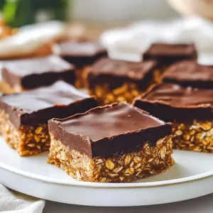 - 1 cup almond flour - 1 cup rolled oats - 1/4 cup cocoa powder - 1/4 teaspoon salt - 1/2 cup natural peanut butter - 1/4 cup honey or maple syrup - 2 tablespoons coconut oil - 1/2 cup dark chocolate chips To make no bake chocolate peanut butter bars, you need simple ingredients. First, gather your dry ingredients. Almond flour and rolled oats give a strong base. Cocoa powder adds a rich chocolate taste. Salt helps balance the sweetness. Next, you need your wet ingredients. Natural peanut butter brings creaminess and flavor. Honey or maple syrup adds sweetness. Coconut oil helps bind the mix and adds a slight taste. Finally, for the topping, use dark chocolate chips. They melt easily and create a nice finish on top. This mix of ingredients brings together a sweet treat that's both tasty and healthy. {{ingredient_image_1}} Mixing dry ingredients Start by taking a large mixing bowl. Add 1 cup of almond flour, 1 cup of rolled oats, 1/4 cup of cocoa powder, and 1/4 teaspoon of salt. Use a whisk or spoon to mix these dry ingredients well. Make sure there are no clumps. This step is key for even flavor. Combining wet ingredients In a separate bowl, mix 1/2 cup of natural peanut butter with 1/4 cup of honey or maple syrup. Stir until smooth. You can warm this mixture in the microwave for about 10-15 seconds if needed. This helps it blend easier with the dry mix. Blending mixtures Once your wet mix is ready, pour it into the bowl with the dry ingredients. Use a spatula or your hands to blend everything together. Keep mixing until it feels sticky and well combined. This is the base of your bars. Pressing into the baking dish Line an 8x8 inch baking dish with parchment paper. Leave some paper hanging over the edges. This helps you lift the bars out later. Transfer the mixture into the dish. Use the back of a spatula or your fingers to press it down evenly. Make it firm and flat. Microwave melting technique In a small bowl, combine 1/2 cup of dark chocolate chips and 2 tablespoons of coconut oil. Microwave this mixture in 30-second intervals. Stir in between to avoid burning. Keep melting until it is smooth and shiny. Pouring and spreading chocolate Once melted, pour the chocolate over the pressed mixture in the baking dish. Use a spatula to spread it evenly over the top. This adds a delicious layer and a nice finish to your bars. After this, place the dish in the fridge for 1-2 hours until it sets. Once firm, lift the bars out using the parchment paper and cut them into squares or rectangles. Enjoy your no-bake chocolate peanut butter bars! To make mixing easier, warm your peanut butter. Just heat it in the microwave for about 10-15 seconds. This helps it combine well with the other ingredients. Use a spatula for pressing the mixture into the dish. It helps to spread it evenly and avoids sticking to your fingers. For a lovely display, arrange the bars on a serving platter. You can dust them with cocoa powder for a rich look. Drizzle some melted chocolate on top for extra flair. This simple touch makes your bars look gourmet. I recommend chilling the bars for 1-2 hours. This time helps them set properly. Store any leftovers in the refrigerator. They stay fresh and tasty for up to a week. Enjoy them as a quick snack or dessert! Pro Tips Storage: Keep the bars in an airtight container in the refrigerator for up to a week for optimal freshness. Substitutions: You can replace almond flour with oat flour or any nut flour you prefer if you have nut allergies. Flavor Boost: Add a pinch of cinnamon or vanilla extract to the peanut butter mixture for an extra layer of flavor. Serving Suggestions: Serve with fresh fruit or a dollop of yogurt for a balanced snack. {{image_2}} You can add nuts or seeds for crunch. Try chopped walnuts or sunflower seeds. These will give your bars more texture and taste. You can also switch up the nut butter. Use almond butter or cashew butter instead of peanut butter. Each nut butter brings its own flavor. If you need gluten-free bars, use gluten-free oats. This makes the recipe safe for those with gluten issues. For vegan bars, use maple syrup instead of honey. Both sweeteners work well and keep the bars tasty. Sprinkles can add a fun touch. Use colorful ones to make the bars pop. You can also add shredded coconut for a tropical twist. If you love chocolate, try using white chocolate or milk chocolate instead of dark chocolate. Each choice changes the taste a bit. Store your no bake chocolate peanut butter bars in the fridge. Use an airtight container. This keeps them fresh and tasty. You can also wrap them in plastic wrap. Make sure they are tightly sealed. For longer storage, freeze the bars. Cut them into pieces first. Wrap each piece in plastic wrap. Then, place them in a freezer-safe bag. This helps avoid freezer burn. In the fridge, the bars last about one week. If you freeze them, they can last up to three months. Just remember to let them thaw in the fridge overnight before eating. To check if the bars are still good, look for discoloration. If they smell off or have a strange texture, it&rsquo;s best to toss them. Fresh bars should feel firm and look chocolatey. Enjoy your treats while they are at their best! Yes, you can use other flours. Oat flour works well. You can also try coconut flour. Just remember, different flours may change the texture. To make these bars vegan, use maple syrup instead of honey. Make sure your chocolate chips are dairy-free. This simple swap keeps the bars tasty and plant-based. The bars need about 1-2 hours in the fridge to set. Check them after an hour. They should feel firm to the touch when ready. Yes, crunchy peanut butter adds fun texture. It will still blend well with the other ingredients. Just mix it in as you would with smooth peanut butter. If you lack cocoa powder, try carob powder. It has a similar flavor, though it may taste sweeter. You could also use melted dark chocolate for a rich twist. You now have a simple guide to make no-bake bars. We covered the key ingredients, mixing methods, and smart tips to help you succeed. Feel free to try different toppings and flavors to match your taste. Remember to store the bars in the fridge or freezer to keep them fresh. These treats are easy to make and fun to share. Enjoy your homemade snack and get creative with every batch!