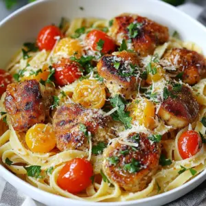 - 12 oz linguine pasta - 1 lb boneless, skinless chicken thighs, cut into bite-sized pieces - 1/4 cup unsalted butter - 4 cloves garlic, minced - 1 tablespoon smoked paprika - 1 teaspoon cayenne pepper (adjust to taste) - 1 teaspoon dried thyme - 1 teaspoon dried oregano - 1/2 cup chicken broth - 1 cup heavy cream - 1/2 cup cherry tomatoes, halved - 1/4 cup fresh parsley, chopped - Salt and pepper to taste - Grated Parmesan cheese for serving Each ingredient plays a key role in making Cowboy Butter Chicken Linguine tasty. The linguine pasta has a great texture. It holds the sauce well and brings a nice bite. The chicken thighs add a juicy and rich flavor. They stay tender and soak up spices. Unsalted butter creates a creamy base for the sauce. It adds richness without being too salty. Garlic gives a strong, fragrant punch. Smoked paprika adds depth and a hint of smokiness. Cayenne pepper brings heat. Adjust it based on your spice preference. Dried thyme and oregano add earthy notes. Chicken broth adds more flavor and keeps the dish moist. Heavy cream makes the sauce thick and rich. Cherry tomatoes add freshness and a pop of color. Parsley brightens the dish and adds a nice finish. Lastly, Parmesan cheese gives a salty, nutty taste that ties everything together. If you want to swap ingredients, here are some ideas. You can use fettuccine or spaghetti instead of linguine. For chicken, try boneless, skinless chicken breasts. If you're avoiding dairy, use olive oil in place of butter and coconut cream instead of heavy cream. You could also try nutritional yeast for a cheesy flavor without dairy. For a different heat level, use sweet paprika instead of smoked paprika. Fresh herbs like basil or cilantro can replace dried herbs for a fresher taste. Feel free to get creative and make this dish your own! {{ingredient_image_1}} To make Cowboy Butter Chicken Linguine, you will follow a simple process. First, cook the linguine pasta until it is just right. Next, saut&eacute; the chicken with spices to make it tasty. Then, create a rich butter sauce with garlic and herbs. After that, mix everything together for a delicious meal. 1. Cook the Pasta: Start by boiling salted water in a large pot. Add 12 oz of linguine and cook it until al dente. Drain the pasta but keep 1 cup of the water. Set the pasta aside. 2. Prepare the Chicken: In a large skillet, melt 2 tablespoons of unsalted butter over medium heat. Add 1 lb of bite-sized chicken thighs. Season them with salt, pepper, smoked paprika, and cayenne pepper. Cook for 5-7 minutes until the chicken is brown and cooked through. Remove the chicken and set it aside. 3. Make the Cowboy Butter Sauce: In the same skillet, add the rest of the butter and 4 minced garlic cloves. Saut&eacute; for 1-2 minutes until the garlic smells good but doesn&rsquo;t burn. 4. Add Aromatics: Stir in 1 teaspoon each of dried thyme and oregano. Pour in 1/2 cup of chicken broth and bring it to a simmer. Let it reduce for about 2-3 minutes. 5. Creamy Spin: Lower the heat and stir in 1 cup of heavy cream. Let it simmer gently for 3-5 minutes until it thickens. 6. Combine: Add the chicken back to the skillet along with 1/2 cup of halved cherry tomatoes. Toss everything together until well mixed and heated. 7. Mix in the Linguine: Finally, add the cooked linguine to the skillet. Toss it with the sauce, using the reserved pasta water if it&rsquo;s too thick. 8. Serve: Remove from heat. Garnish with 1/4 cup of chopped parsley and grated Parmesan cheese. Serve right away. - Start cooking the pasta first. This way, it will be ready when you need it. - While the pasta cooks, focus on preparing the chicken. This saves time. - Keep an eye on the garlic while it cooks. You want it fragrant but not burnt. - Use the reserved pasta water to adjust the sauce texture smoothly. To make the best Cowboy Butter sauce, start with fresh garlic. Cook it slowly to avoid burning. Add your spices early to bring out their flavors. Use unsalted butter for control over salt. When you add the cream, keep the heat low. This helps the sauce thicken nicely without curdling. If the sauce is too thick, add a bit of pasta water. This will keep it creamy and smooth. For perfect linguine, cook it just until al dente. This means it should have a little bite to it. Drain the pasta but save some water. This water is great for adjusting sauce thickness. Toss the linguine with the sauce right away. This helps the pasta soak up all those yummy flavors. If you want a chewier texture, try cooking it for an extra minute. Just keep tasting to find your perfect noodle! Want to add a twist? Try adding a splash of lemon juice. It brightens the dish and balances the richness. You can also switch up the herbs. Fresh basil or cilantro can give a new flavor. If you like heat, add more cayenne or even some chili flakes. For a smoky taste, add more smoked paprika. Don&rsquo;t forget to taste as you go. This is the best way to make the dish just right for you! Pro Tips Adjust the Heat: If you prefer a milder dish, reduce the cayenne pepper or omit it altogether. You can always add a sprinkle at the end if you want more heat. Perfect Pasta: To prevent the linguine from sticking, ensure your water is at a rolling boil before adding the pasta and stir occasionally while cooking. Fresh Herbs Matter: For the best flavor, use fresh parsley as a garnish. It adds a vibrant color and enhances the dish's aroma. Reserve Pasta Water: Always save some pasta water before draining. It&rsquo;s a great way to adjust the sauce&rsquo;s consistency without losing flavor. {{image_2}} You can easily make a vegetarian version of Cowboy Butter Chicken Linguine. Replace the chicken with mushrooms or zucchini. Both options add great texture and flavor. Use vegan butter instead of regular butter. Swap heavy cream for coconut cream. These changes keep the dish creamy and rich without animal products. If you love heat, boost the cayenne pepper to two teaspoons. You can also add diced jalape&ntilde;os or crushed red pepper flakes. These ingredients will give your dish a spicy kick. Another great option is to sprinkle some hot sauce on top before serving. Adjust the spice to your taste for the perfect heat level. Try different herbs to change the flavor. Instead of thyme and oregano, use basil or dill. They add a fresh taste to the dish. You can also swap chicken broth for vegetable broth for a lighter option. If you want a smokier flavor, add smoked gouda cheese on top. These swaps create a unique spin on the classic recipe. To keep your Cowboy Butter Chicken Linguine fresh, store it in an airtight container. Make sure it cools down before sealing it. This helps prevent condensation, which can make the pasta soggy. You can keep it in the fridge for up to three days. When you're ready to enjoy your leftovers, reheat them on the stove. Add a splash of chicken broth or water to prevent sticking. Heat the pasta over low to medium heat, stirring gently. This helps keep the sauce creamy. You can also use the microwave, but do it in short intervals, stirring in between. If you want to save some for later, you can freeze the Cowboy Butter Chicken Linguine. Place it in a freezer-safe container. Be sure to leave some space for expansion. It will last for about three months in the freezer. When you're ready to eat it, thaw it in the fridge overnight before reheating. You can serve this dish with garlic bread or a fresh salad. Garlic bread adds a nice crunch. A simple green salad balances the rich flavors of the linguine. You can also add a side of roasted vegetables for a healthy touch. Pairing this meal with a light white wine enhances the experience. To adjust the spice level, simply change the cayenne pepper amount. If you want more heat, add more cayenne. For less heat, skip it or use a pinch. You can also add sweet bell peppers for flavor without heat. Always taste as you go to find your perfect balance. Yes, you can make Cowboy Butter Chicken Linguine in advance. Prepare the sauce and chicken, then store them separately. Cook the pasta just before serving for the best texture. When ready, combine everything in a skillet to heat through. This dish tastes great even after a day in the fridge! You&rsquo;ve learned how to make Cowboy Butter Chicken Linguine, from ingredients to storage. Each ingredient plays a key role in flavor and texture. Remember the cooking steps and timing for the best results. Use the tips to enhance your dish. Explore variations to suit your taste. With proper storage, you can enjoy leftovers later. Remember, you can adjust spice levels and even serve it with different sides. Enjoy your cooking adventure!