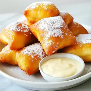 - 2 cups all-purpose flour - 1/2 cup granulated sugar - 1 tablespoon baking powder - 1/2 teaspoon baking soda - 1/2 teaspoon salt - 1/2 teaspoon ground nutmeg - 3/4 cup buttermilk - 1 large egg - 1 teaspoon vanilla extract - 1/4 cup unsalted butter, melted - Oil for frying - For the glaze: - 1 cup powdered sugar - 2-3 tablespoons milk - 1 teaspoon vanilla extract All-purpose flour gives the beignets their structure. It helps them rise and stay fluffy. Granulated sugar adds sweetness. The sugar also helps the dough brown when frying. Baking powder and baking soda are key leavening agents. They make the beignets light and airy. Salt enhances the flavors. Ground nutmeg adds a warm, spicy note that makes these treats special. Buttermilk gives a tangy taste and tender texture. The egg helps bind the dough and adds richness. Vanilla adds a lovely aroma, while melted butter makes the dough softer. If you don&rsquo;t have buttermilk, you can make your own. Mix 3/4 cup of milk with 1 tablespoon of vinegar or lemon juice. Let it sit for five minutes. For a healthier option, use whole wheat flour instead of all-purpose flour. If you want fewer calories, reduce the sugar slightly. You can also use coconut oil or vegetable oil for frying if you prefer. {{ingredient_image_1}} To make glazed buttermilk beignets, start by mixing your dry ingredients. In a large bowl, add 2 cups of flour, 1/2 cup of sugar, 1 tablespoon of baking powder, 1/2 teaspoon of baking soda, and 1/2 teaspoon of salt. Sprinkle in 1/2 teaspoon of ground nutmeg for extra flavor. Mix all these well. Next, in another bowl, combine 3/4 cup of buttermilk, 1 large egg, 1 teaspoon of vanilla extract, and 1/4 cup of melted butter. Whisk until smooth. Pour this mixture into the dry ingredients. Stir gently until just combined. The dough should feel slightly sticky but not wet. Transfer the dough to a floured surface. Knead it gently for one minute. Pat it out to form a rectangle about 1/2 inch thick. Use a sharp knife to cut the dough into squares, around 2 inches by 2 inches. When mixing, avoid overmixing the dough. This keeps your beignets light and fluffy. If the dough feels too sticky, sprinkle a little more flour. Remember, a little stickiness is okay. Always flour your surface well when rolling out the dough. This prevents sticking and makes cutting easier. If you want a smoother dough, let it rest for 10-15 minutes after kneading. This helps the gluten relax. Heat about 2 inches of oil in a deep pan to 350&deg;F (175&deg;C). Use a thermometer to check the temperature. Once hot, carefully drop in the dough squares. Avoid overcrowding them. Fry for 2-3 minutes on each side. They should turn golden brown. Once done, use a slotted spoon to remove the beignets. Place them on paper towels to drain excess oil. While they are still warm, dip them into the glaze. For the glaze, mix 1 cup of powdered sugar with 2-3 tablespoons of milk and 1 teaspoon of vanilla. Adjust to your desired thickness. Let the glazed beignets sit on a wire rack for a bit before serving. Enjoy your sweet treat! For the best texture, mix the dough gently. Overmixing makes beignets tough. Make sure the dough is slightly sticky. Knead it just enough until it holds together. Aim for a thickness of half an inch when patting the dough. This thickness helps them puff up nicely when fried. Fry them in hot oil, about 350&deg;F. This keeps them crispy on the outside and soft inside. Avoid overcrowding the pan when frying. This lowers the oil&rsquo;s temperature and can lead to soggy beignets. Do not skip the resting time after glazing. This helps the glaze set and enhances the flavor. Also, be careful when measuring ingredients. Too much flour or sugar can change the dough&rsquo;s texture. Lastly, remember to keep an eye on the frying time. Overcooked beignets can become dark and hard. Serve the beignets warm for the best taste. Dust them with powdered sugar for a lovely look. You can also offer a side of extra glaze for dipping. For a special touch, add edible flowers or fresh mint leaves as garnish. Pair them with coffee or hot cocoa for a delightful treat. Guests will love the warm, sweet flavors and the charming presentation. Pro Tips Use Fresh Ingredients: Always use fresh buttermilk and high-quality butter for the best flavor and texture in your beignets. Temperature Matters: Ensure the oil is at 350&deg;F (175&deg;C) before frying; too cool will result in greasy beignets, while too hot will burn them. Don't Overmix: Mix the dough until just combined to keep the beignets light and fluffy; overmixing can lead to dense pastries. Glazing Technique: Dip the warm beignets into the glaze for a thorough coating; letting them cool slightly before glazing helps the glaze adhere better. {{image_2}} You can add fun flavors to your beignets. Try mixing in lemon zest, chocolate chips, or cinnamon. Each of these will change the taste. A little nutmeg adds warmth too. If you want a fruity twist, add mashed bananas or pureed pumpkin. This can make your beignets stand out at any gathering. If you need gluten-free beignets, you can use gluten-free flour. Almond flour or a gluten-free all-purpose mix works well. Just make sure the mix has a binding agent like xanthan gum. This will help the dough hold together. Follow the same steps in the recipe, and you'll get fluffy beignets everyone can enjoy. You can change up the glaze to match your taste. For a chocolate glaze, melt dark chocolate and mix in a bit of cream. For a fruity flavor, use fruit juice instead of milk. You can also add spices like cinnamon or cardamom to the glaze for an extra kick. These variations keep your beignets exciting and new! To keep your beignets fresh, place them in an airtight container. Line the bottom with paper towels to absorb any moisture. This helps prevent them from getting soggy. Store them at room temperature for up to two days. If you want them to last longer, consider freezing them. When it&rsquo;s time to enjoy your leftover beignets, reheating them properly is key. Preheat your oven to 350&deg;F (175&deg;C). Place the beignets on a baking sheet and cover them with foil. Heat for about 5-7 minutes. This method makes them warm and soft without losing their texture. Avoid using the microwave, as it can make them chewy. If you want to save some beignets for later, freezing is a great option. Make sure they are completely cooled before freezing. Place them in a single layer on a baking sheet and freeze for about an hour. Once frozen, transfer them to a freezer bag. This way, you can enjoy them for up to three months. When ready to eat, thaw them in the fridge overnight and reheat as mentioned above. The best oils for frying beignets include vegetable oil, canola oil, and peanut oil. These oils have high smoke points. This means they can handle high heat without burning. I prefer vegetable oil for its neutral flavor and easy access. Always ensure the oil temperature is about 350&deg;F (175&deg;C) for the best frying results. Yes, you can make the dough ahead of time. Store it in the fridge for up to 24 hours. Before frying, let it sit at room temperature for about 30 minutes. This helps the dough relax and become easier to work with. Be sure to wrap it tightly to prevent drying out. Beignets and doughnuts differ mainly in their shape and texture. Beignets are square or rectangular, while doughnuts are typically round with a hole. Beignets are lighter and fluffier due to their buttermilk dough. Doughnuts often have a richer, denser texture. Both are delicious, but each has its own charm! In this post, we covered how to make tasty glazed buttermilk beignets. You learned about the key ingredients, their substitutions, and detailed cooking steps. I shared tips to avoid common mistakes and how to serve them best. You can even find unique flavor ideas and storage tips. Beignets are fun to make and delightful to eat. With practice, you&rsquo;ll perfect this recipe and enjoy them fresh anytime. Enjoy your beignet journey!