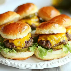- 1 lb ground beef - 8 small slider buns - 8 slices of cheddar cheese - 1 teaspoon garlic powder - 1 teaspoon onion powder - Salt and pepper to taste - 1/2 cup mayonnaise - 2 tablespoons ketchup - 2 tablespoons mustard - 1 small pickle, finely chopped (optional) - Fresh lettuce leaves - Skillet - Baking sheet - Mixing bowl For these gooey cheeseburger sliders, we focus on simple yet tasty ingredients. Ground beef brings that juicy flavor. The slider buns hold everything together and add a nice chew. Cheddar cheese melts beautifully, creating that gooey goodness we all love. You also need garlic powder and onion powder. These spices add depth to the beef. Don't forget salt and pepper to enhance the flavors. For the sauce, mix mayonnaise, ketchup, and mustard. You can also add finely chopped pickles for a crunchy twist. Fresh lettuce gives a nice crunch and freshness. To cook, you will need a skillet to fry the patties. A baking sheet helps when toasting the assembled sliders. Lastly, a mixing bowl makes it easy to combine your ingredients. With these components, you'll create sliders that everyone will enjoy! {{ingredient_image_1}} - Preheat your oven to 350&deg;F (175&deg;C). This ensures the sliders cook evenly. - In a large bowl, combine 1 lb of ground beef, 1 teaspoon of garlic powder, 1 teaspoon of onion powder, and salt and pepper to taste. Mix gently until just combined. - Divide the beef mixture into 8 equal parts. Shape them into small patties. Remember to make a small indentation in the center of each patty. This helps them cook evenly. - Heat a skillet over medium-high heat and add a little oil. Cook the patties for about 3-4 minutes on each side. Make sure they are browned and cooked to your liking. In the last minute of cooking, place a slice of cheddar cheese on each patty. Cover the skillet to melt the cheese. - While cooking, cut the slider buns in half. In a small bowl, mix 1/2 cup of mayonnaise, 2 tablespoons of ketchup, 2 tablespoons of mustard, and the optional chopped pickle. - Spread the sauce mixture on the bottom half of each slider bun. Place a cheeseburger patty on each bun, add a piece of lettuce, and top with the other half of the bun. - Place the assembled sliders on a baking sheet. Bake in the preheated oven for about 5-7 minutes, or until the buns are lightly toasted. Enjoy your gooey cheeseburger sliders! To make sure your sliders cook evenly, make a small dent in the center of each patty. This helps them cook without puffing up. Keep an eye on cooking time too. Cook them for 3-4 minutes on each side over medium-high heat. When you add cheese, cover the pan for one minute. This melts the cheese perfectly. Always use fresh ground beef for the best flavor. When serving sliders, stack them on a nice platter. This makes them look inviting. You can add a side of crispy fries or sweet potato wedges for fun. For a pop of color, sprinkle extra pickles around the platter. A few fresh lettuce leaves can also add a nice touch. One big mistake is overcooking the patties. If you cook them too long, they will be dry. Always check the time and temperature. Another mistake is not seasoning your meat well. Salt and pepper can make a huge difference. Don&rsquo;t skip these steps if you want juicy and tasty sliders! Pro Tips Use Fresh Ingredients: Fresh ground beef and crisp lettuce will elevate the flavor and texture of your sliders. Indent the Patties: Making a slight indentation in the center of each patty helps them cook evenly and prevents them from puffing up. Customize the Sauce: Feel free to experiment with the sauce ingredients by adding hot sauce or different herbs for a unique flavor profile. Keep it Warm: If serving a crowd, keep the sliders warm in the oven at a low temperature until ready to serve to maintain their gooey goodness. {{image_2}} You can switch up the cheese for your sliders. While cheddar is classic, try gouda for a smoky taste. Swiss cheese adds a nutty flavor. You can even use pepper jack for a spicy kick. If you want vegan cheese, options like cashew or almond cheese work well. These melt nicely and give a creamy texture. If you want to change the meat, use ground turkey or chicken for lighter sliders. These meats cook well and let the spices shine. For a plant-based option, look for lentil or black bean patties. These options are tasty and healthy. They also absorb flavors from the spices and sauces. Spice up your sliders with different sauces. Try sriracha mixed with mayo for a zesty kick. A BBQ sauce can add sweetness. You can also use ranch dressing for a creamy touch. Other spreads like pesto or even hummus can add unique flavors. Don't forget to add toppings like jalape&ntilde;os or caramelized onions for extra taste. To store leftovers, place the sliders in an airtight container. This keeps them fresh. You can also wrap them in plastic wrap. This helps maintain their taste and texture. In the fridge, they last for about 3 days. Make sure to eat them within this time for the best flavor. For freezing sliders, wrap each one in foil or plastic wrap. This prevents freezer burn. Place them in a freezer bag or airtight container. They can stay good for up to 3 months. When you're ready to eat, thaw them in the fridge overnight. Reheat in the oven at 350&deg;F (175&deg;C) for about 10-15 minutes. This warms them evenly without drying them out. These gooey cheeseburger sliders pair well with crispy fries or sweet potato wedges. You can also serve them with a fresh salad for a lighter option. For drinks, try a cold soda or a refreshing iced tea. Beer also complements these sliders well, adding a nice touch to your meal. You can prepare the cheeseburger sliders in advance for your gathering. Start by making the patties and cooking them. Once cooked, let them cool completely. Store them in an airtight container in the fridge. You can also mix the sauce ahead of time. When ready to serve, just reheat the patties in a skillet. Assemble with the buns and toppings right before serving. This saves time and lets you enjoy your guests. Yes, you can make these sliders gluten-free. Look for gluten-free slider buns in stores. Many brands now offer tasty options. You can also use lettuce wraps instead of buns. This cuts carbs and adds freshness. Just ensure all sauces and toppings are gluten-free. Always check labels to avoid hidden gluten. Gooey cheeseburger sliders pair well with many sides. Here are some great options: - Crispy fries: A classic choice that everyone loves. - Sweet potato wedges: These are a healthier and sweet alternative. - Coleslaw: Adds crunch and freshness to your meal. - Pickle spears: Serve for that extra tangy bite. - Potato salad: A comforting side that goes well with sliders. These sides will enhance your sliders and make for a fun gathering! This blog post guides you through making delicious cheeseburger sliders. We covered ingredients like ground beef and cheddar cheese. You learned step-by-step how to cook and assemble the sliders. I shared helpful tips to avoid common mistakes and offered fun variations. Remember to store your leftovers properly to keep them fresh. These sliders are easy to make and perfect for any gathering. Try them out for your next meal, and enjoy every bite!