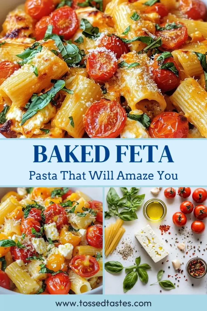 Indulge in this creamy tomato feta pasta! Our easy baked feta pasta recipe combines roasted cherry tomatoes and a block of feta for a cheesy delight that’s ready in just 45 minutes. This cheesy baked pasta is perfect for a weeknight dinner, packing flavor with every bite. Try this easy feta pasta dish today and impress your family! Save this recipe for your next meal! #BakedFetaPasta #CheesyPasta #EasyFetaPasta #PastaLovers
