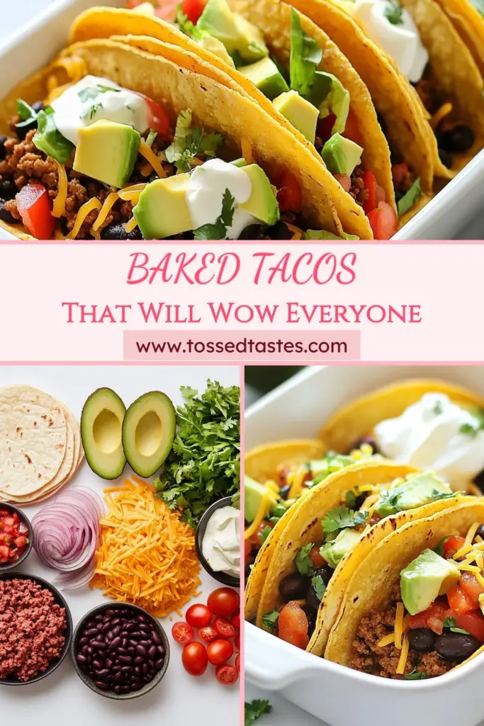 Try these delicious baked ground beef tacos for an easy taco night idea that everyone will love! This easy taco recipe features a savory ground beef taco filling with onions, garlic, and spices, all nestled in crispy baked tortillas topped with melted cheese. Perfect for quick weeknight dinners or gatherings. Don't miss out on this oven-baked taco delight! Click to save this recipe now! #bakedgroundbeeftacos #taconightideas #easytacorecipe #ovenbakedtacos