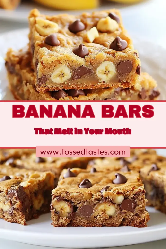 Indulge in these Chewy Chocolate Chip Banana Bars, an easy banana snack bar that's perfect for any time of day. This healthy banana dessert recipe combines whole wheat flour, ripe bananas, and semi-sweet chocolate for a delicious treat. Whether you want a sweet breakfast or a guilt-free dessert, these whole wheat chocolate chip bars are the answer. Try this recipe today for a delightful addition to your snack rotation! #HealthyDesserts #BananaBars #EasyRecipes #SnackTime