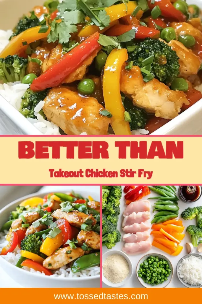 Looking for a quick and healthy meal that beats takeout? Try this easy chicken stir fry recipe! Our Better-Than-Takeout Chicken Stir Fry is a homemade delight featuring tender chicken, vibrant veggies, and a flavorful sauce. Perfect for a weeknight dinner, this meal is packed with nutrition and flavor. Don’t miss out on this better-than-takeout recipe. Click to grab the full recipe now! #ChickeStirFry #EasyStirFryDinner #HealthyRecipes #HomemadeCooking