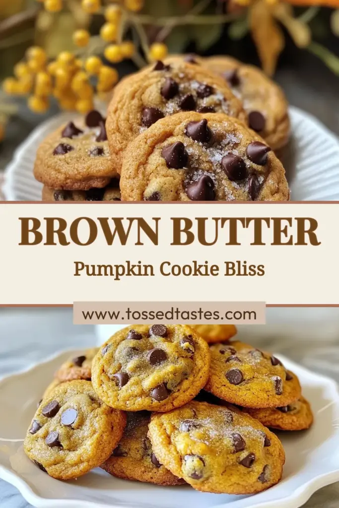 Indulge in the cozy flavors of fall with these irresistible brown butter pumpkin chocolate chip cookies! Perfectly chewy and packed with warm spices, this pumpkin chocolate chip cookies recipe is a must-try. Enjoy the best pumpkin cookie recipe featuring chocolate chips and optional walnuts for a delightful crunch. Bake a batch today and treat yourself or share with friends! Save this recipe for your fall desserts! #BrownButterPumpkinCookies #PumpkinChocolateChipCookies #FallCookies #BestPumpkinCookieRecipe
