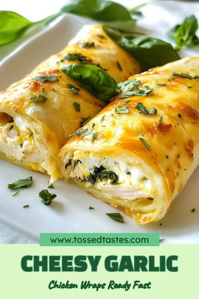 Indulge in these melty garlic chicken wraps that are perfect for any meal! This easy chicken tortilla wraps recipe features creamy mozzarella chicken wraps loaded with shredded chicken, melty cheese, and a kick of garlic. Customize with jalapeños for spicy garlic chicken tortillas or keep it mild. Get ready to impress your taste buds and friends with this delicious dish. Save this melty cheese wrap recipe for your next meal! #GarlicChickenWraps #EasyChickenTortillaWraps #CreamyMozzarellaChickenWraps #SpicyGarlicChickenTortillas