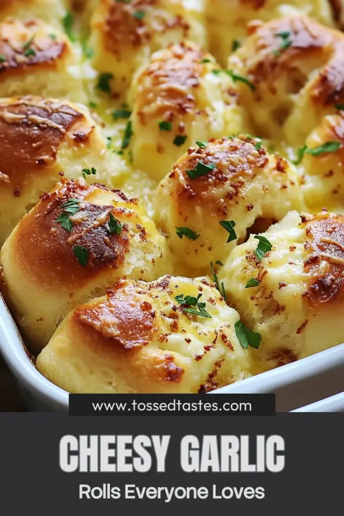 Discover the irresistible Pull-Apart Garlic Rolls that are perfect for any occasion! This Cheesy Garlic Rolls Recipe is a must-try for garlic lovers. Made from scratch, these Homemade Garlic Rolls come together easily, resulting in soft, fluffy Easy Cheesy Rolls drenched in garlic butter and melted mozzarella. Bake them to golden perfection and enjoy a delightful snack or side dish. Save this recipe and bring warmth to your table today! #CheesyGarlicRolls #EasyRolls #GarlicButterRolls #HomemadeRolls