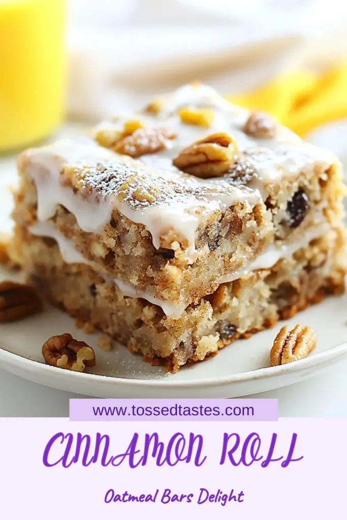 Indulge in these delicious Cinnamon Roll Oatmeal Bars for a healthy twist on breakfast! Perfectly easy to make, these healthy oatmeal recipes combine rolled oats with maple syrup for a delightful vegan oatmeal dessert. With just a few ingredients, you'll create scrumptious easy breakfast bars that everyone will love. Don't miss out—try this recipe today and elevate your mornings! Save for later! #CinnamonRollOatmealBars #HealthyOatmealRecipes #VeganOatmealDessert #EasyBreakfastBars