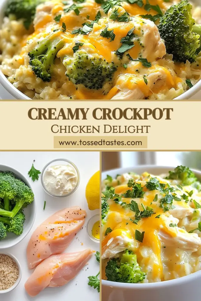 Looking for a comforting meal that's easy to make? Try this Crockpot Broccoli Chicken & Rice recipe! It's a delicious blend of creamy broccoli chicken and hearty rice. Ideal for busy days, this easy chicken and rice dish is perfect for family dinners. Just a few ingredients and your slow cooker does the rest. Enjoy this comforting food recipe that’s sure to please! Save this recipe for later! #CrockpotChickenRecipes #EasyChickenAndRice #ComfortFoodRecipes #SlowCookerBroccoliRiceCasserole