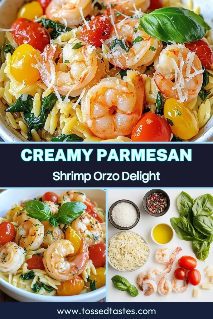 Looking for a delicious and easy shrimp skillet meal? Try this creamy Parmesan shrimp orzo recipe, a delightful one-pan orzo dish that combines tender shrimp and pasta with savory flavors. Perfect for busy weeknights, this shrimp and pasta recipe is ready in just 25 minutes. Don’t miss out on the rich taste of Parmesan and fresh ingredients. Save this easy shrimp skillet now for your next dinner! #ShrimpRecipe #PastaLovers #OnePanMeal #EasyDinnerIdeas