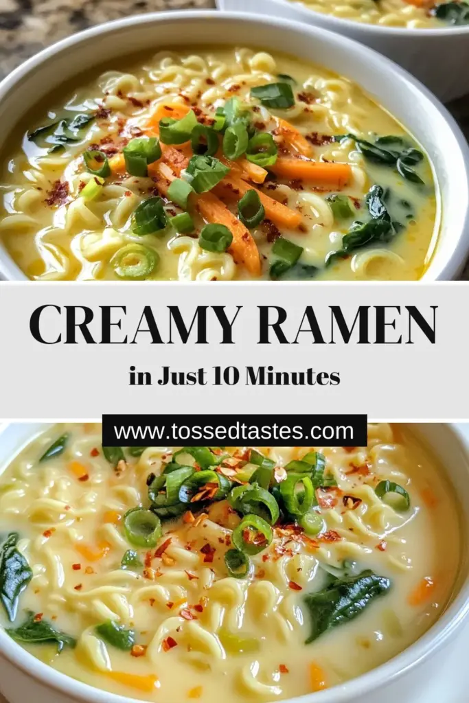 Discover this creamy ramen recipe that’s as quick as it is delicious! In just 10 minutes, you can whip up a satisfying quick ramen meal with rich coconut milk and miso for added flavor. Perfect for busy weeknights, this easy miso ramen is a family favorite! Save this creamy 10-minute ramen recipe for a delightful dinner idea. Try it today and elevate your ramen nights! #10MinuteRamen #QuickRamenMeal #CreamyRamenRecipe #CoconutMilkRamen