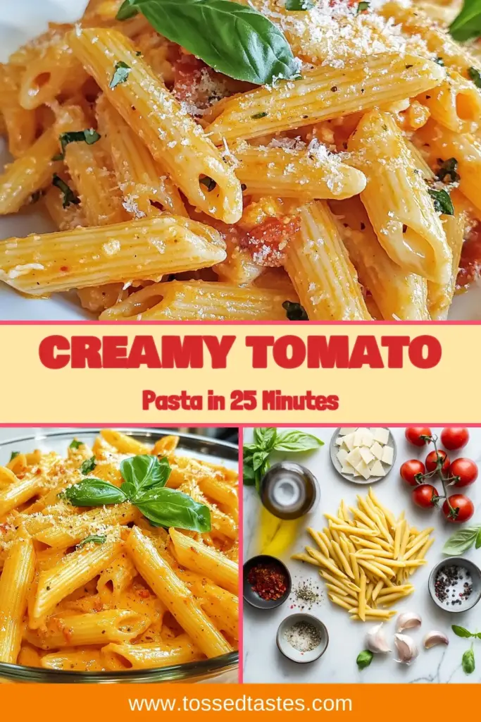 Looking for a delicious and quick dinner idea? Try this Creamy Tomato Garlic Pasta recipe! This easy creamy pasta dish features garlic tomato fettuccine enveloped in a rich tomato basil pasta sauce. Perfect for busy weeknights, this recipe showcases how simple ingredients can turn into a mouthwatering meal. Save this recipe for your next dinner! #CreamyTomatoPasta #QuickDinnerRecipes #EasyPastaDish #TomatoBasilSauce