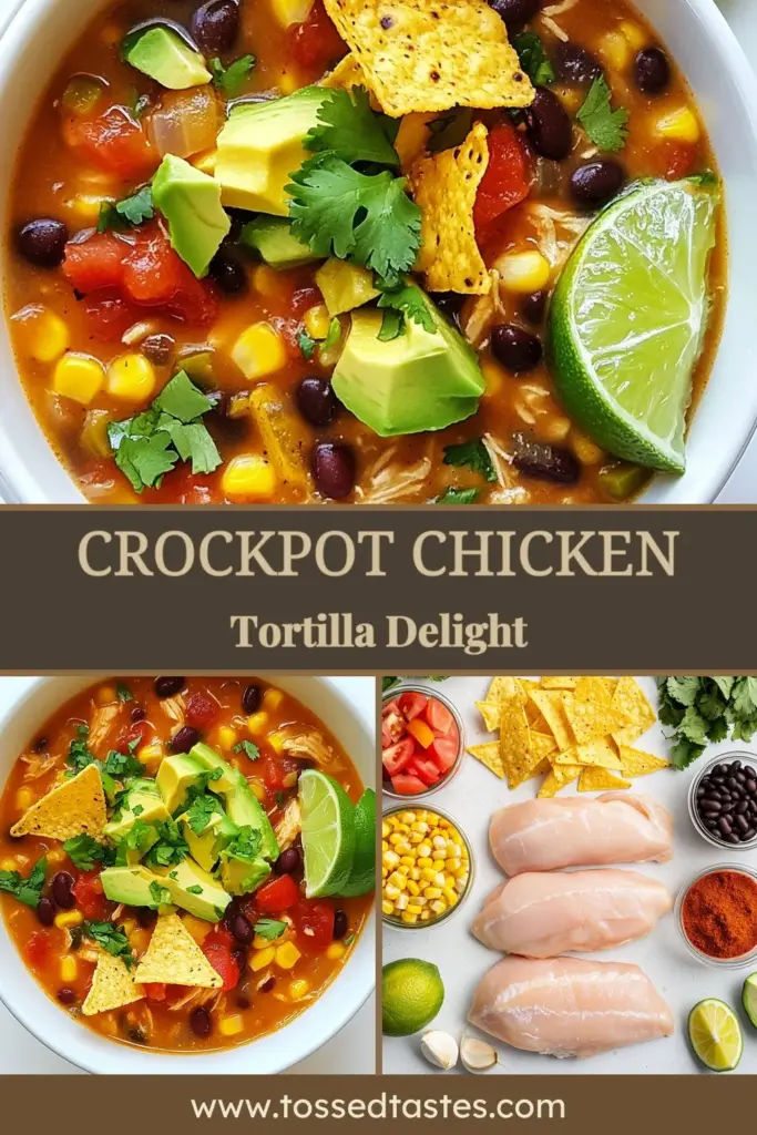 Savor the flavors of this easy Crockpot chicken tortilla soup recipe! Packed with chicken, black beans, corn, and spices, this slow cooker tortilla soup is perfect for busy days. Enjoy a healthy tortilla soup that’s creamy and fulfilling. Simply set it and forget it for a delicious dinner! Don’t miss out—save this recipe for a cozy meal tonight! #CrockpotChickenTortillaSoup #EasyChickenTortillaSoup #HealthyTortillaSoup #SlowCookerRecipes
