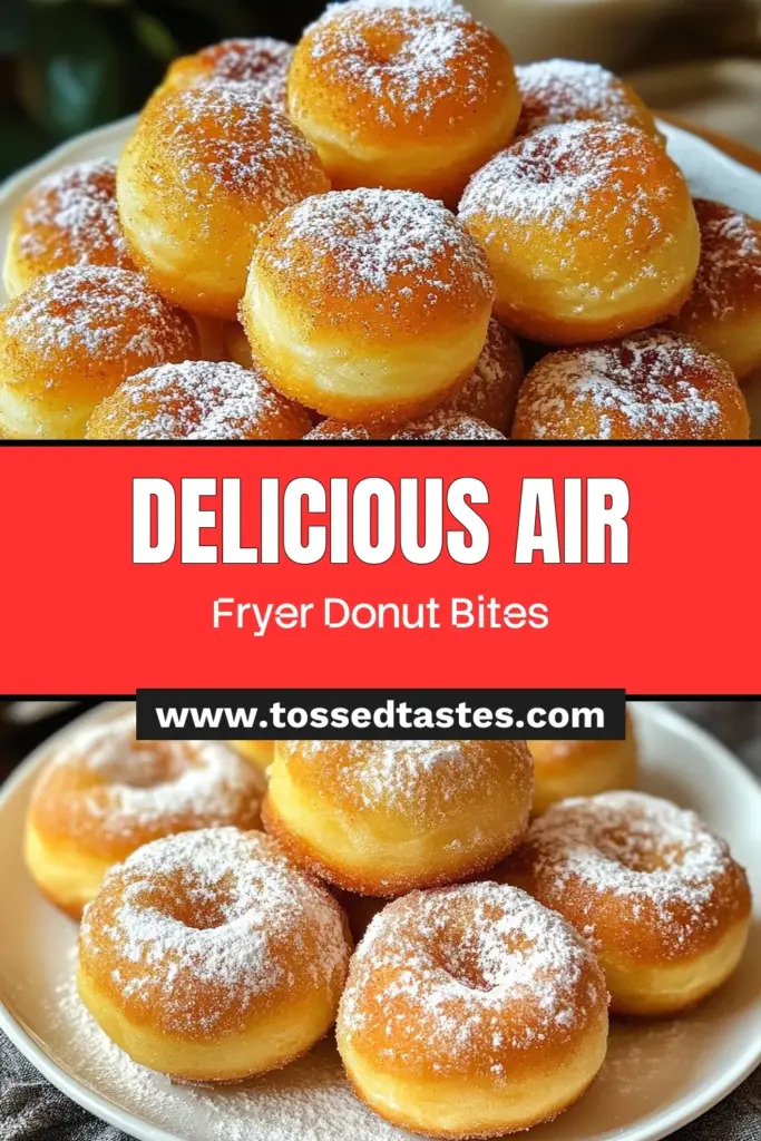 Indulge in these delicious air fryer donut bites for an easy air fryer dessert that everyone will love! This homemade donut recipe features a quick donut bites recipe that’s perfect for any occasion. With a delightful cinnamon sugar coating, these cinnamon sugar donut bites are ready in just 20 minutes! Save this recipe for a tasty treat anytime. Don’t miss out—click to try them now! #AirFryerDonutBites #EasyAirFryerDesserts #QuickDonutBitesRecipe #HomemadeDonutRecipes