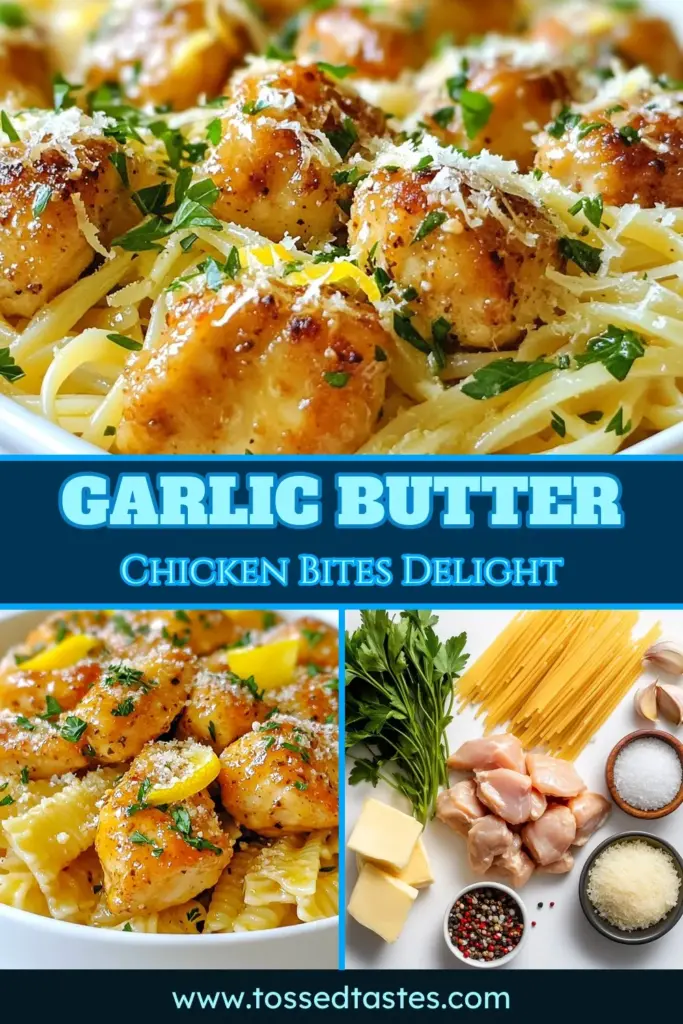 Discover the ultimate easy chicken dinner with these Garlic Butter Chicken Bites paired with a delicious Parmesan pasta recipe! This quick pasta meal is perfect for busy nights and bursting with flavor from Italian seasoning chicken and buttery goodness. In just 25 minutes, you can whip up this mouthwatering dish that everyone will love. Save this recipe for a tasty weeknight treat! #GarlicButterChicken #ParmesanPasta #EasyDinner #QuickMeals
