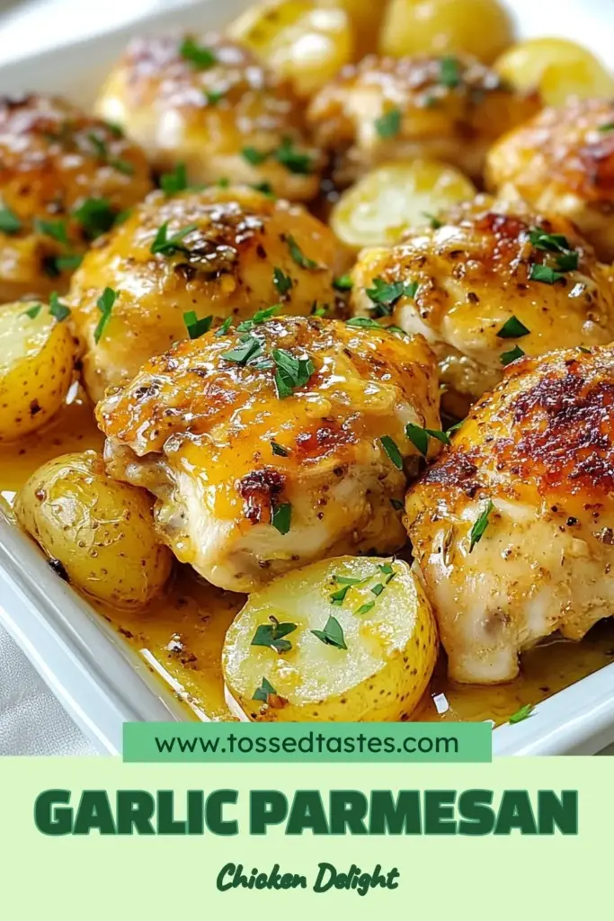 Discover the perfect weeknight meal with this mouthwatering Garlic Parmesan Chicken and Potatoes recipe! This easy chicken dinner features juicy baked garlic chicken topped with a crispy Parmesan crust. With just a few simple ingredients, you'll enjoy a deliciously comforting dish that’s sure to impress. Don't miss out—try this Chicken and Potatoes recipe tonight! Save this for later! #GarlicParmesanChicken #EasyChickenDinner #ParmesanCrustedChicken #BakedGarlicChicken