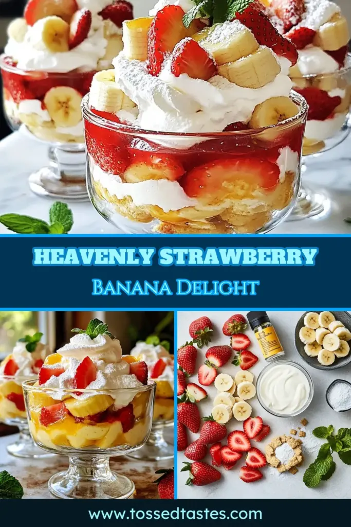 Indulge in this Strawberry Banana Pudding Dream, a no-bake banana dessert that's perfect for any occasion! This layered pudding recipe features creamy vanilla pudding combined with fresh strawberries and bananas, making it a delightful strawberry dessert idea. Impress your guests with this easy, 20-minute prep treat! Save this recipe for a delicious and refreshing dessert everyone will love. #strawberrybanana #puddingrecipe #nobakedessert #dessertideas