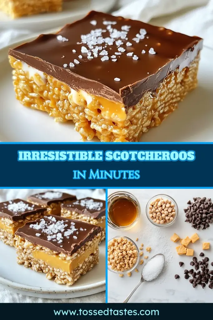 Discover the best scotcheroos recipe that’s perfect for any occasion! These easy no-bake scotcheroos bring together the delightful flavors of peanut butter, rice krispies, and decadent chocolate. With just a few simple ingredients, you can treat your family and friends to these irresistible peanut butter rice krispies bars. Save this recipe for a sweet treat you'll come back to again and again! #scotcheroosrecipe #easydesserts #nobakerecipes #dessertideas