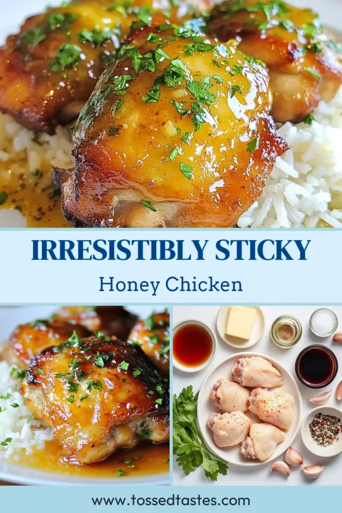 Discover the delightful Sticky Honey Butter Chicken, a quick and easy chicken recipe that elevates dinner time! This honey garlic chicken features juicy, caramelized chicken thighs smothered in a rich honey butter sauce. Perfect for busy weeknights, this dish comes together in just 30 minutes. Impress your family with this satisfying meal! Save this recipe for your next quick dinner idea! #StickyHoneyButterChicken #EasyChickenRecipes #HoneyGarlicChicken #QuickDinnerIdeas