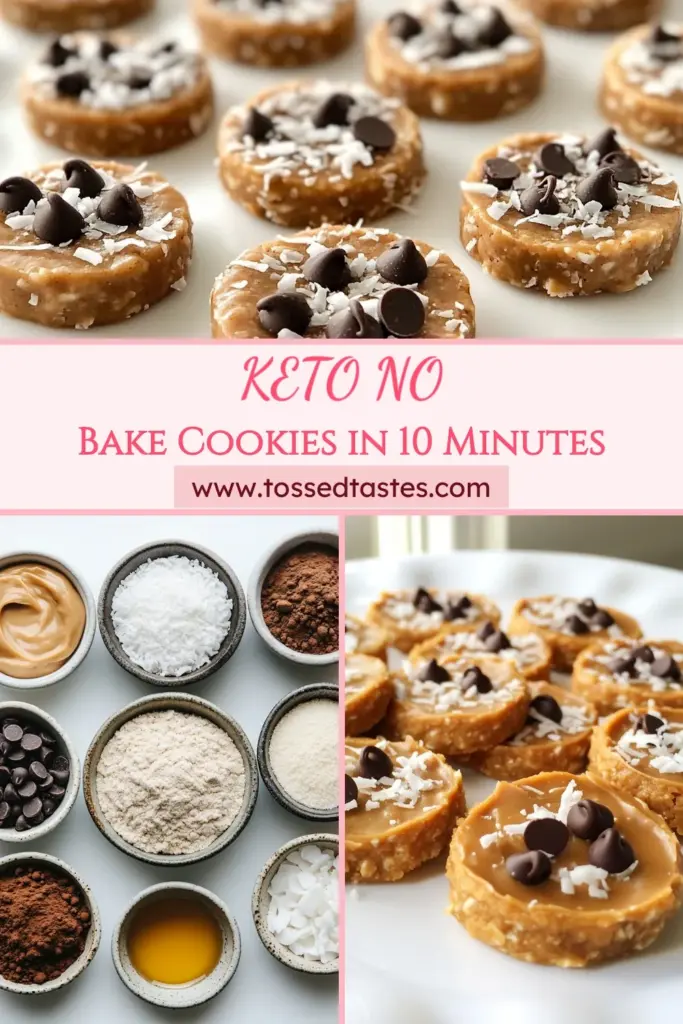 Craving a quick keto dessert? Try these Minute Keto No-Bake Cookies! This low carb cookie recipe features almond flour cookies that are easy to whip up in just 10 minutes. With ingredients like almond butter and unsweetened shredded coconut, these no-bake chocolate cookies are not only delicious but also healthy. Perfect for satisfying your sweet tooth without the carbs. Pin this recipe now and indulge guilt-free! #KetoNoBakeCookies #LowCarbDessert #AlmondFlourCookies #QuickKetoDessert