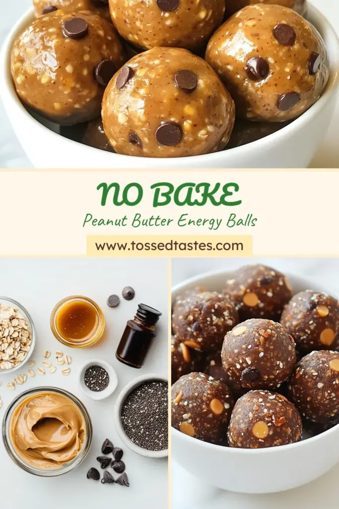 Looking for a delicious and easy recipe for peanut butter energy balls? These healthy snack recipes are perfect for anyone seeking no-bake energy balls that are gluten-free and packed with protein. Made with natural peanut butter, oats, and chocolate chips, these peanut butter energy balls are a perfect boost for your day. Try these protein-packed treats for a quick snack or before workouts. Pin this recipe now and savor the goodness! #PeanutButterEnergyBalls #HealthySnacks #NoBakeRecipes #GlutenFreeSnacks