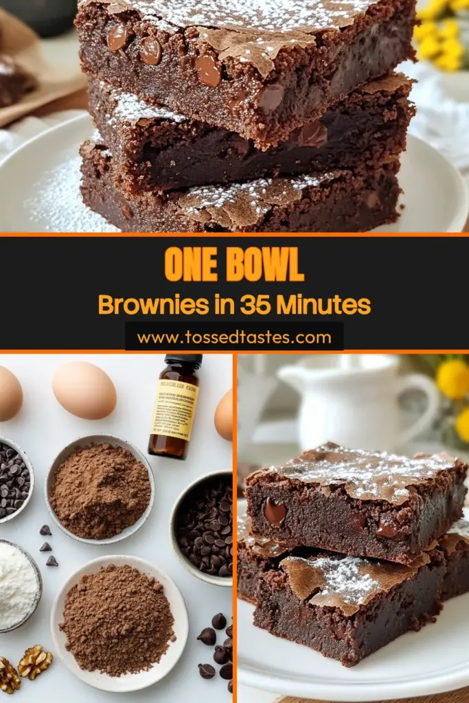 Indulge in these easy one bowl brownies that are perfect for chocolate lovers! This homemade brownies recipe is not only simple but also results in decadent brownies every time. With melty chocolate chip brownies and optional walnuts, they are sure to impress. Get ready to satisfy your cravings in just 35 minutes! Save this easy brownie recipe for your next baking adventure! #BrownieRecipe #Baking #ChocolateLovers #Desserts
