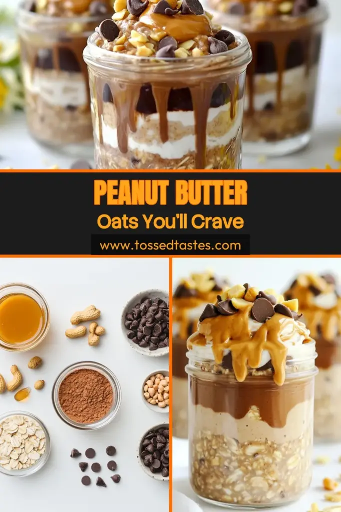 Start your day with these delicious Peanut Butter Cup Overnight Oats! This easy overnight oats recipe combines creamy peanut butter, rich cocoa, and mini chocolate chips for a healthy breakfast idea that satisfies your sweet tooth. Perfect for busy mornings, these chocolate peanut butter oats are a delightful twist on traditional oatmeal. Prep in just 10 minutes and enjoy a nutritious meal! Save this recipe for your next healthy breakfast! #PeanutButterOvernightOats #OvernightOatsRecipe #HealthyBreakfastIdeas #ChocolatePeanutButterOats