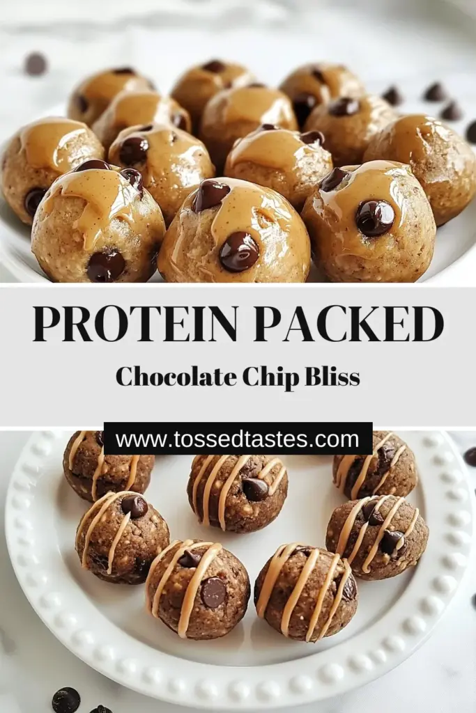 Satisfy your sweet tooth with these delicious Chocolate Chip Cookie Dough Protein Balls! Perfect for a quick, healthy snack, these chocolate chip protein balls are made with almond flour and packed with protein. This no-bake protein balls recipe is great for on-the-go energy. Try these almond flour protein balls and elevate your healthy snack recipes today! Save this recipe for a tasty treat! #ProteinBalls #HealthySnacks #NoBakeTreats #SnackTime