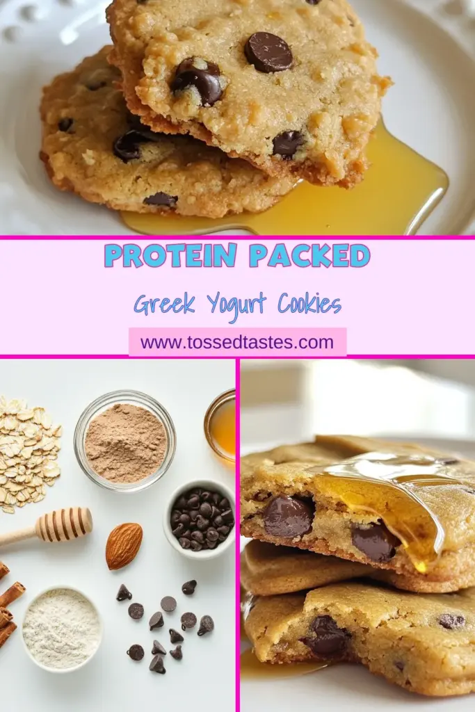 Looking for a delicious and healthy cookie recipe? Try these Greek Yogurt Protein Cookies! Packed with protein, these oatmeal cookies with protein are made with almond flour and Greek yogurt, making them a perfect guilt-free treat. Whip up this protein cookies recipe in just 22 minutes for a nutritious snack. Don't miss out on this tasty twist on healthy cookie recipes! Save this recipe for later! #GreekYogurtCookies #ProteinCookiesRecipe #HealthyCookieRecipe #AlmondFlourCookies