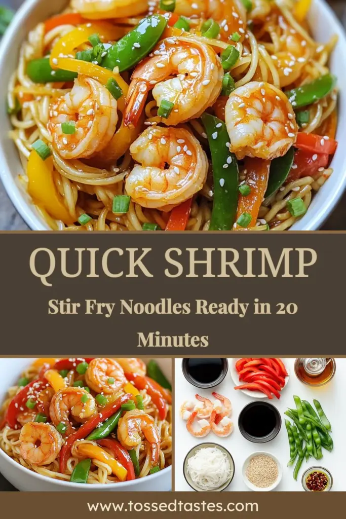 Discover the ultimate quick shrimp recipes with these Minute Shrimp Stir Fry Noodles! Perfect for a healthy stir fry dinner, this easy shrimp dinner features tender rice noodles, fresh veggies, and succulent shrimp in just 20 minutes. It's a delicious rice noodle stir fry that the whole family will love. Save this recipe for your next meal and enjoy a burst of flavor. Try it now! #ShrimpStirFryNoodles #QuickShrimpRecipes #EasyShrimpDinner #HealthyStirFryRecipes