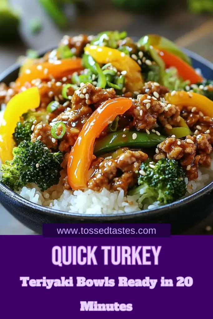 Looking for a quick and delicious dinner idea? Try these Minute Turkey Teriyaki Bowls! This easy stir fry recipe features ground turkey, vibrant veggies, and a flavorful teriyaki sauce, making it a healthy teriyaki recipe perfect for busy nights. Ready in just 20 minutes, these Ground Turkey Bowls are a family favorite. Save this recipe for your next meal and enjoy quick, healthy dinners! #HealthyRecipes #QuickDinner #StirFry #TurkeyTeriyaki