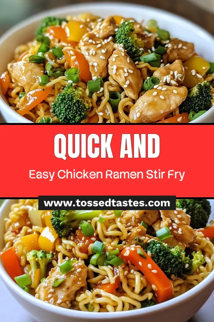 Looking for a quick and delicious dinner? This Minute Chicken Ramen Stir Fry is your solution! In just 20 minutes, you can whip up this easy chicken stir fry packed with vibrant veggies and flavorful ramen noodles. Perfect for a healthy ramen stir fry that's both satisfying and nutritious. Don't miss out on this quick ramen noodle recipe—save it for your next meal prep! #QuickDinner #RamenRecipes #HealthyEating #StirFryLove