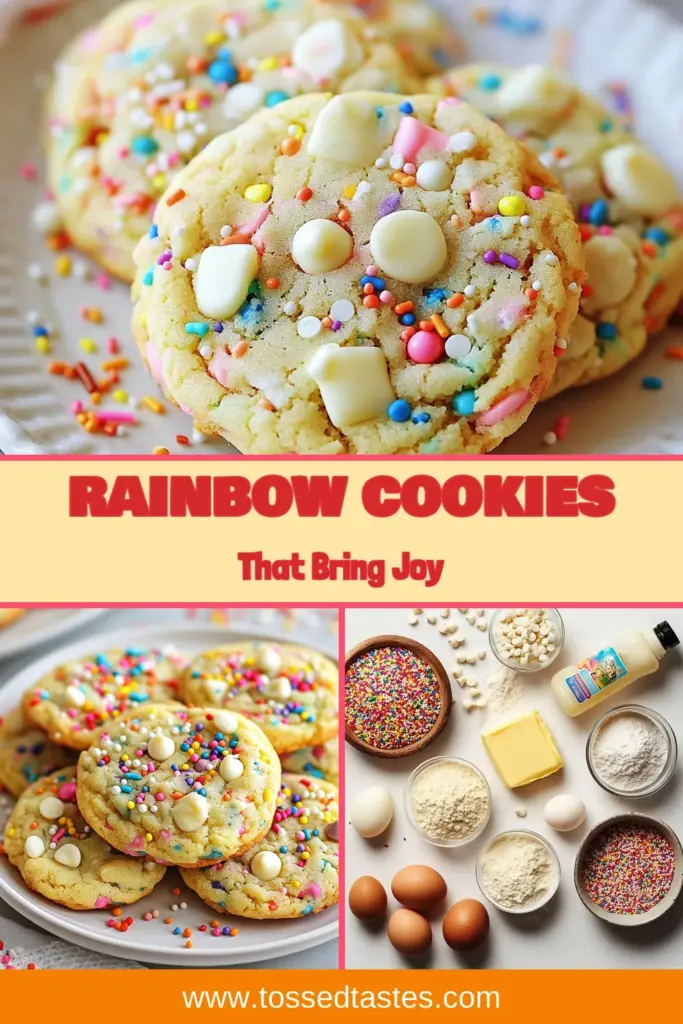 Indulge in these Soft Funfetti Cookies, a delightful rainbow cookies recipe perfect for any occasion! This easy cookie baking recipe combines colorful sprinkle cookies with white chocolate chips for a treat that’s as beautiful as it is delicious. Create your own Funfetti cookie recipe with just a few simple steps. Bake these delightful treats and watch them disappear! Save this recipe to try later! #FunfettiCookies #RainbowCookies #BakingIdeas #DessertRecipes