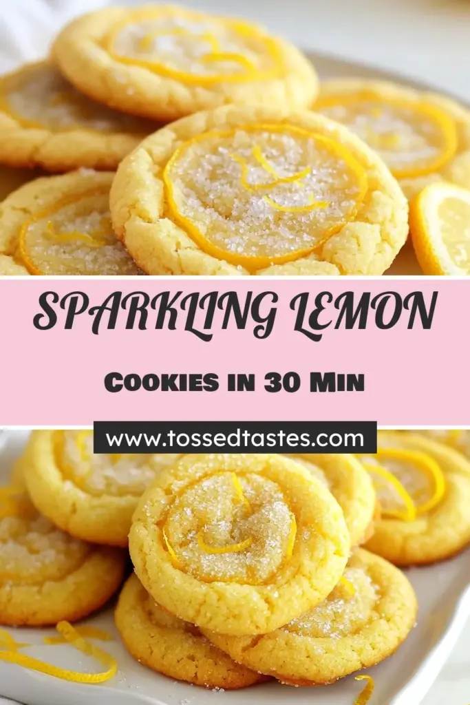 Looking for an irresistible treat? Try these Sparkling Lemon Sugar Cookies! This easy lemon zest cookie recipe combines soft lemon sugar cookies with a delightful sparkle that will brighten your day. Perfect for any occasion, this lemon cookie recipe is sure to impress. Get ready to indulge in a burst of lemon flavor with every bite. Save this easy sugar cookie recipe for later and treat yourself! #LemonCookies #BakingRecipes #CookieLovers #DessertIdeas